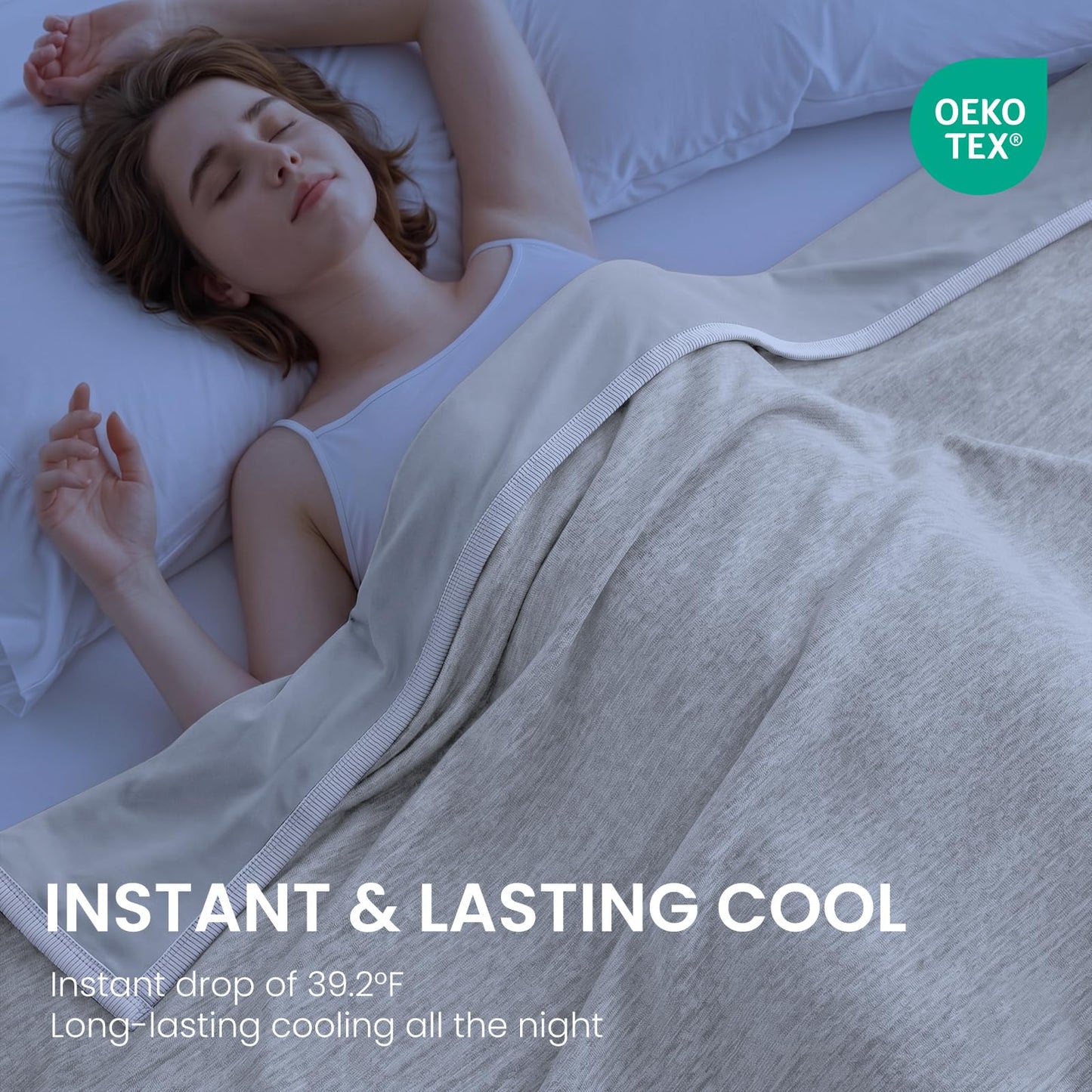 Topcee Cooling Blanket(90"x108"King Size) for Night Sweats Absorbs Heat to Keep Adults Cool on Warm Nights, Q-Max 0.5 Cooling Blankets for Hot Sleepers, Ultra-Cool Lightweight Blanket for Bed