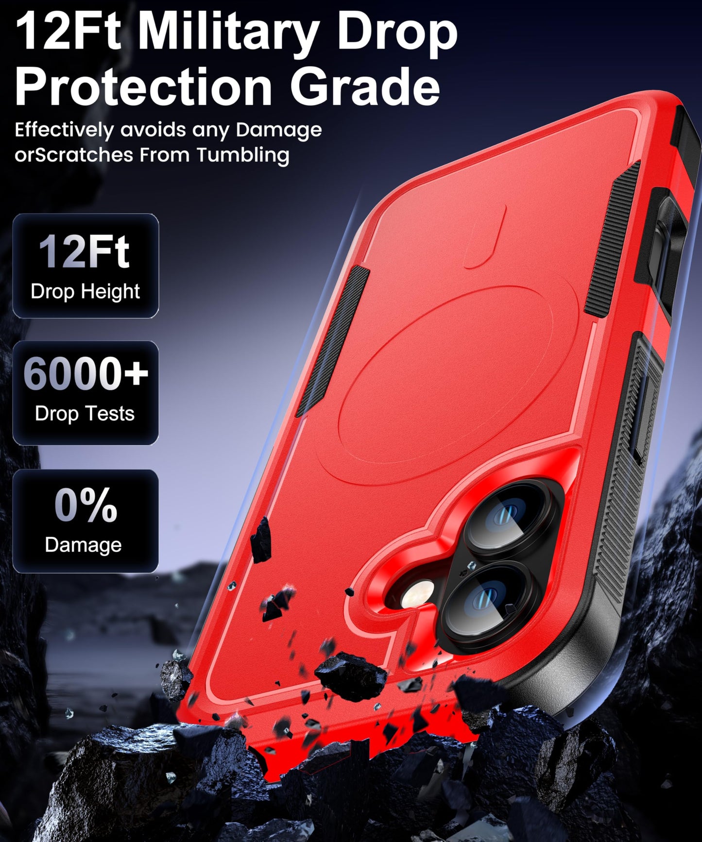 Magnetic for iPhone 17 Air Case [Compatible with MagSafe] [Shockproof] [Heavy Duty Protection] Pocket-Friendly & Tough Non-Slip Protective Phone Cover for iPhone 17Air 6.6", Black WN420
