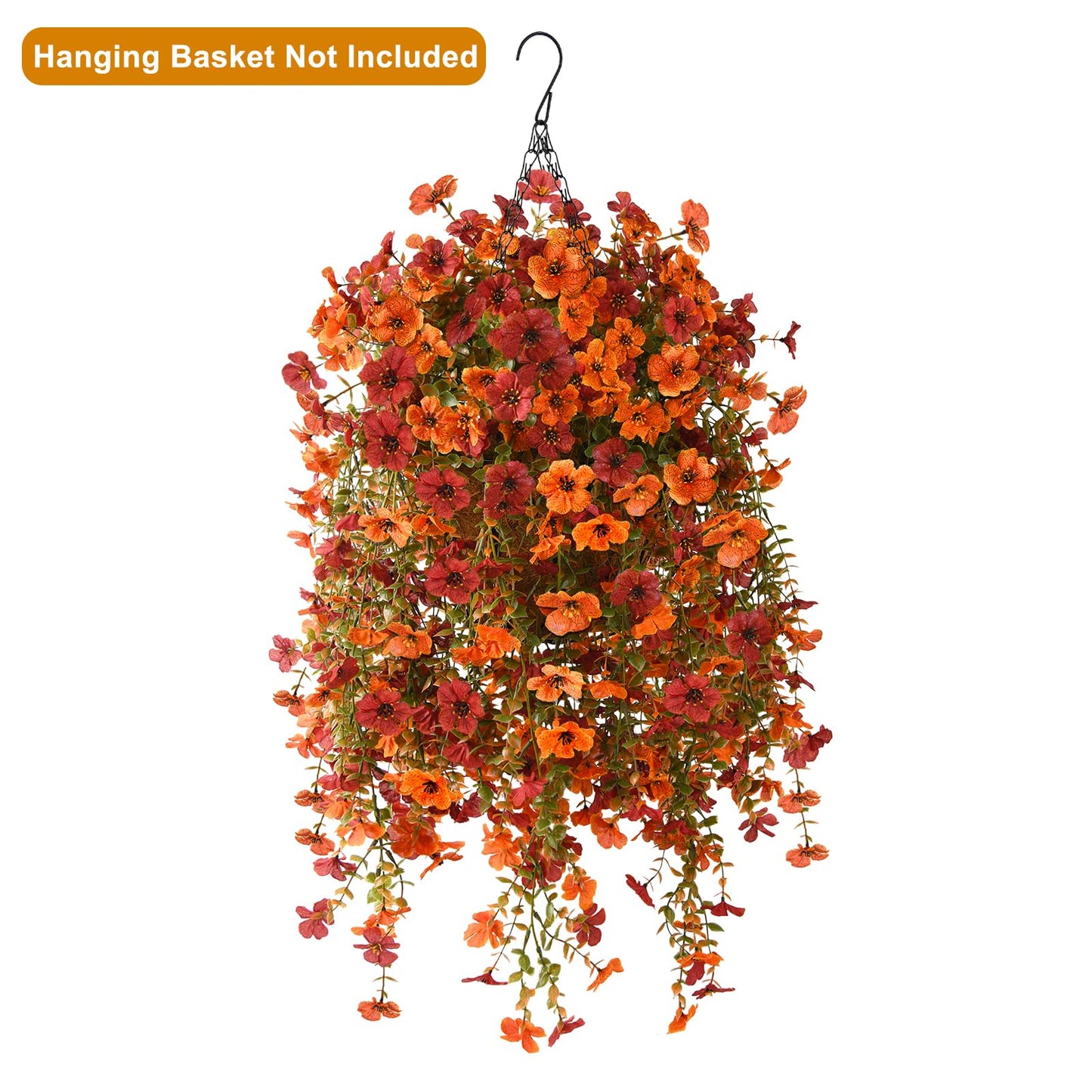 Artificial Hanging Flowers for Outdoor, 2PCS Fake Flowers Faux Silk Daisy with Eucalyptus Leaves, UV Resistant Aritificial Flowers for Spring Home Patio Yard Porch Decor (Light Purple Red) BST202