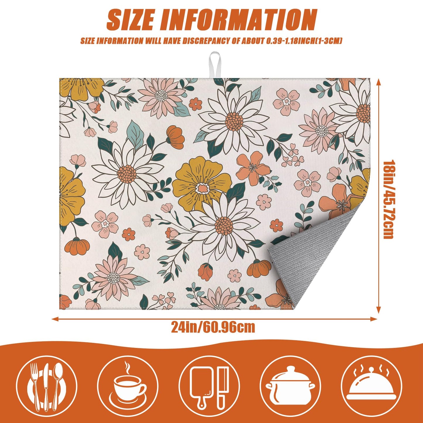 Brown Leopard Dish Drying Mat for Kitchen Counter Microfiber Absorbent Dish Kitchen Drying Mat Draining Reusable Washable for Dishes/Utensils/Counterto BST220