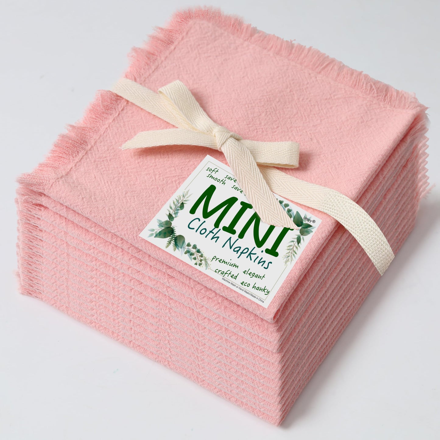 Eco Hanky 10x10in Reusable Small Cotton Napkins (Rustic Fringe), LPK,6pk | Ideal for Kids Napkins for Lunch, Suitable for Dinners, Weddings, Birthday, Cocktail Parties BST220