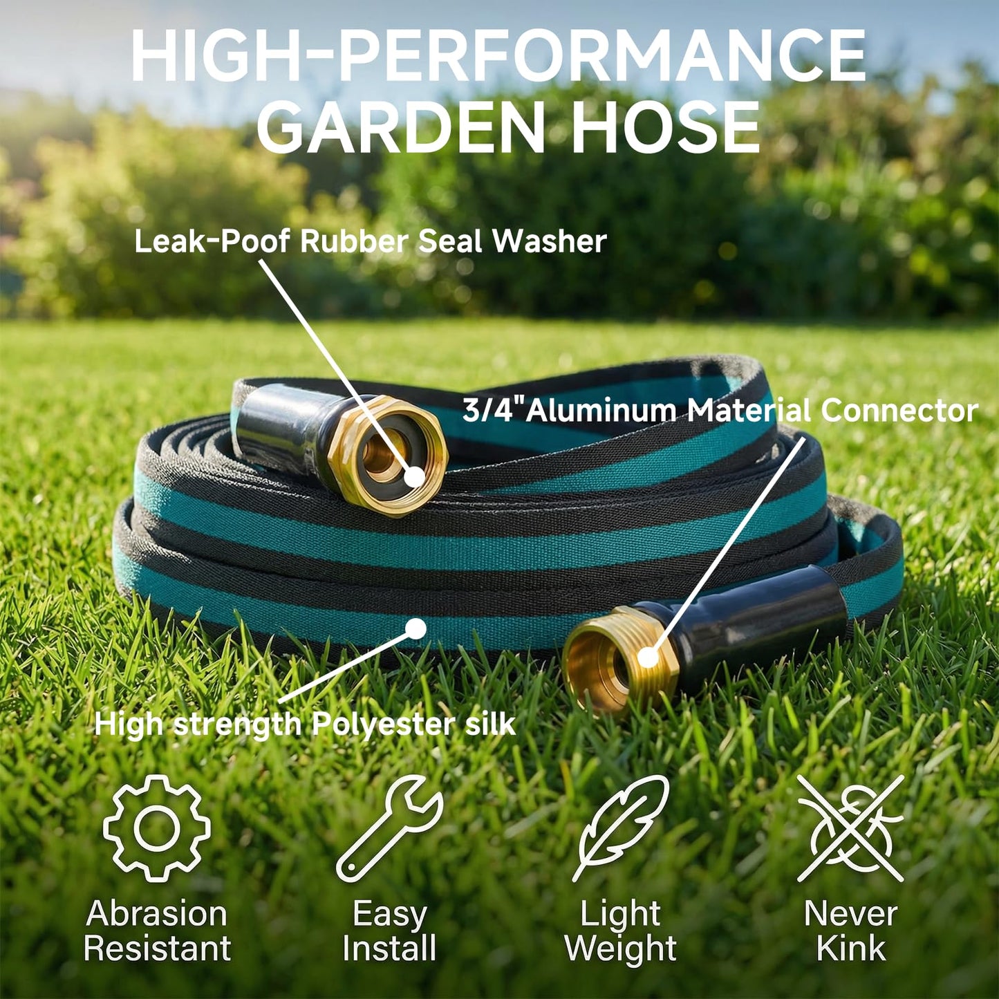 25FT Lightweight Garden Hose – Kink-Resistant, Flexible, High-Pressure Hose for Outdoor RD4