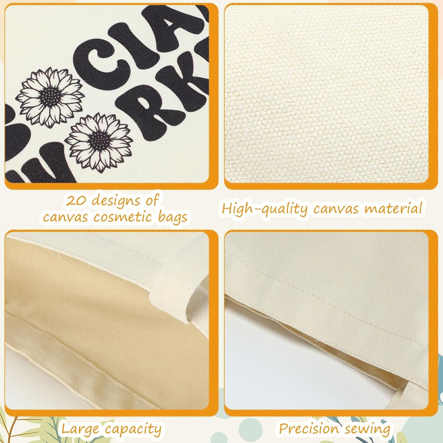 Paterr 20 Pcs Social Worker Appreciation Gift for Women Thank You Social Worker Gifts Canvas Tote Bag Bulk(White) BST326H