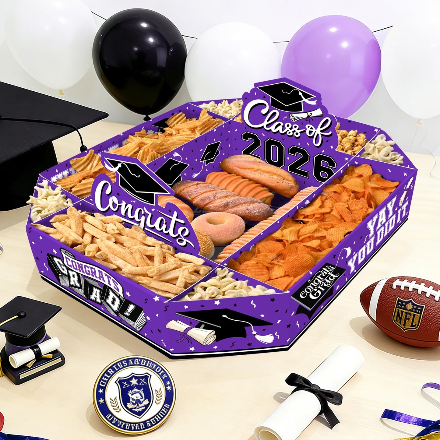 Gatherfun 2026 Graduation Party Supplies Kit - Class of 2026 Decor Set with Congrats Grad Food Trays, Graduation Decorations & Favors for a Memorable Grad Party（Red & Black） BST326H