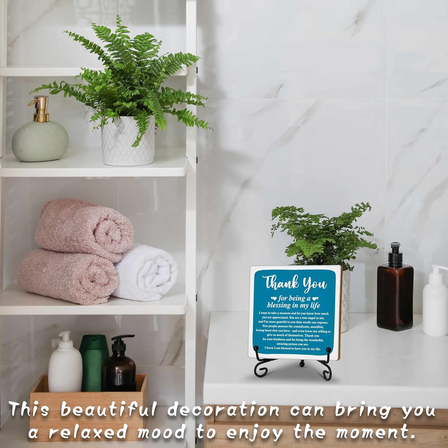 Thank You Gifts for Women Men, Inspirational Appreciation Gifts,Small Special Inexpensive Gift Ideas,5 in Aqua Home Office Desk Decor Plaque(B05) BST326L