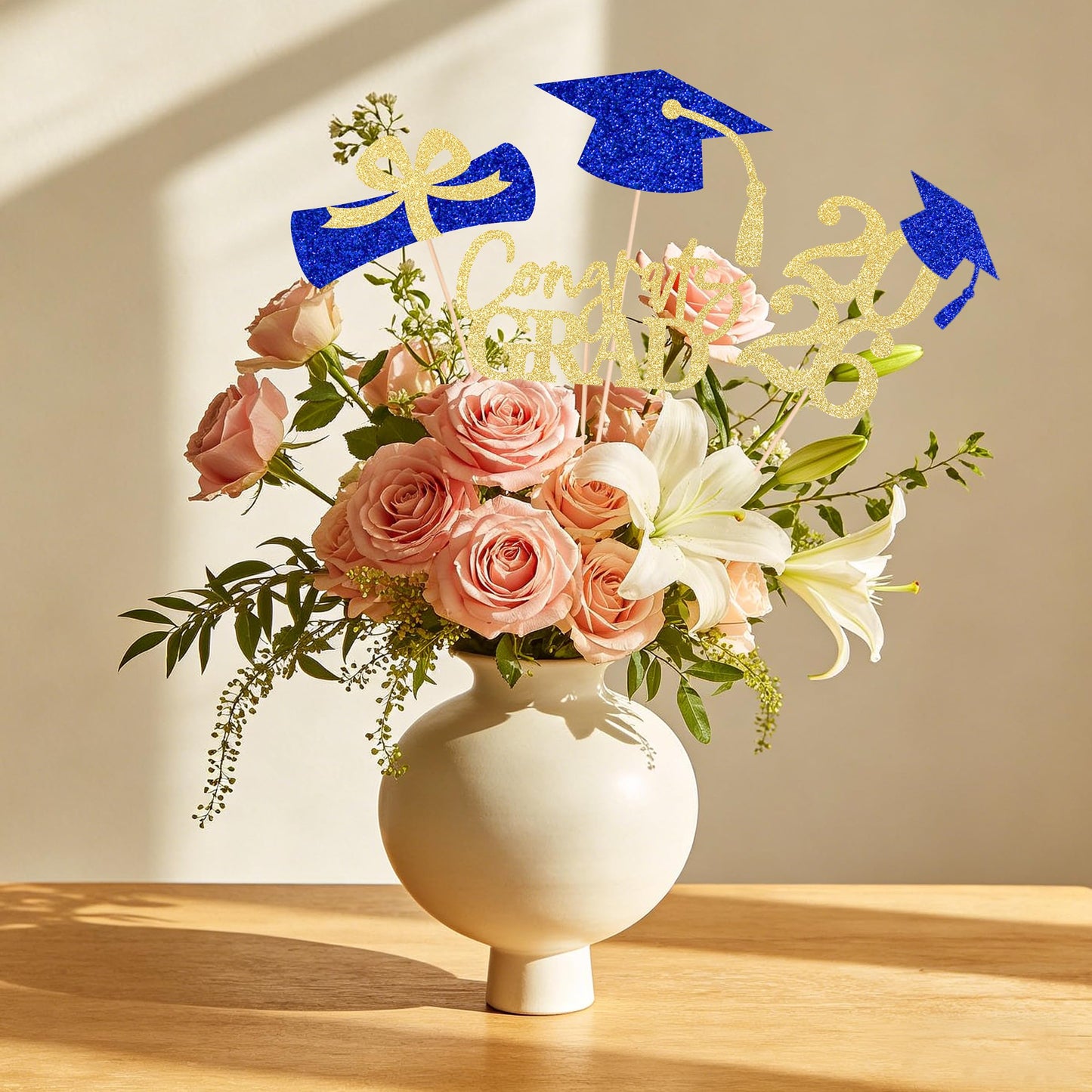 Graduation Centerpieces Class of 2026, 16 PCS Red Blue Double-Sided Table Toppers, Congrats Grad Party Decorations Supplies (Set of 4 Designs) WN420