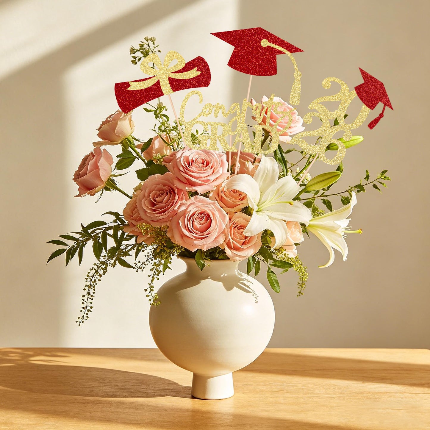 Graduation Centerpieces Class of 2026, 16 PCS Red Blue Double-Sided Table Toppers, Congrats Grad Party Decorations Supplies (Set of 4 Designs) WN420
