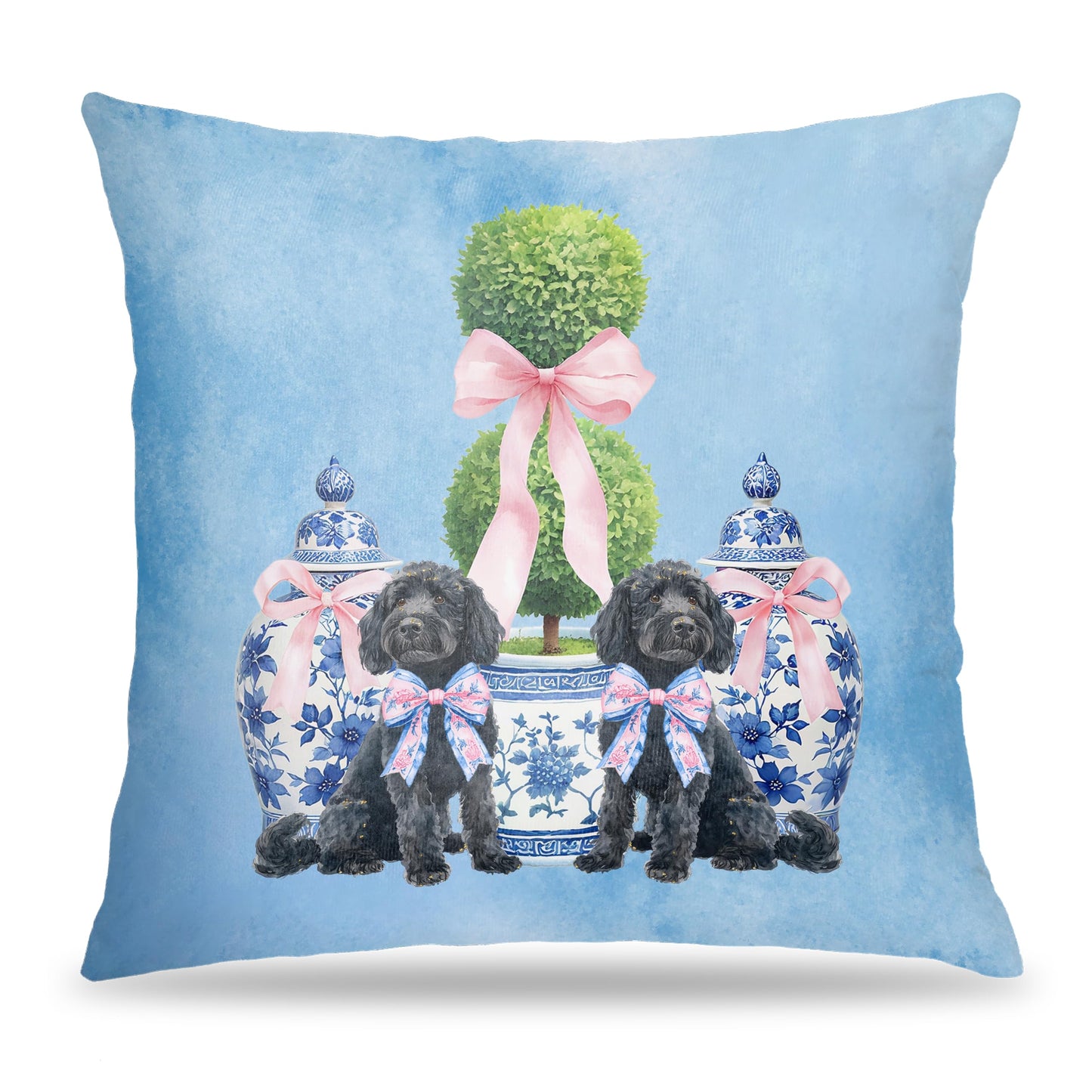 Coquette Pink Chinoiserie Bow Dachshund Pillow Covers 18x18, Dachshund Gifts for Women, Preppy Pink Striped Cute Weiner Dog Decorative Pillow Covers for Girls Bedroom Living Room Home BST202