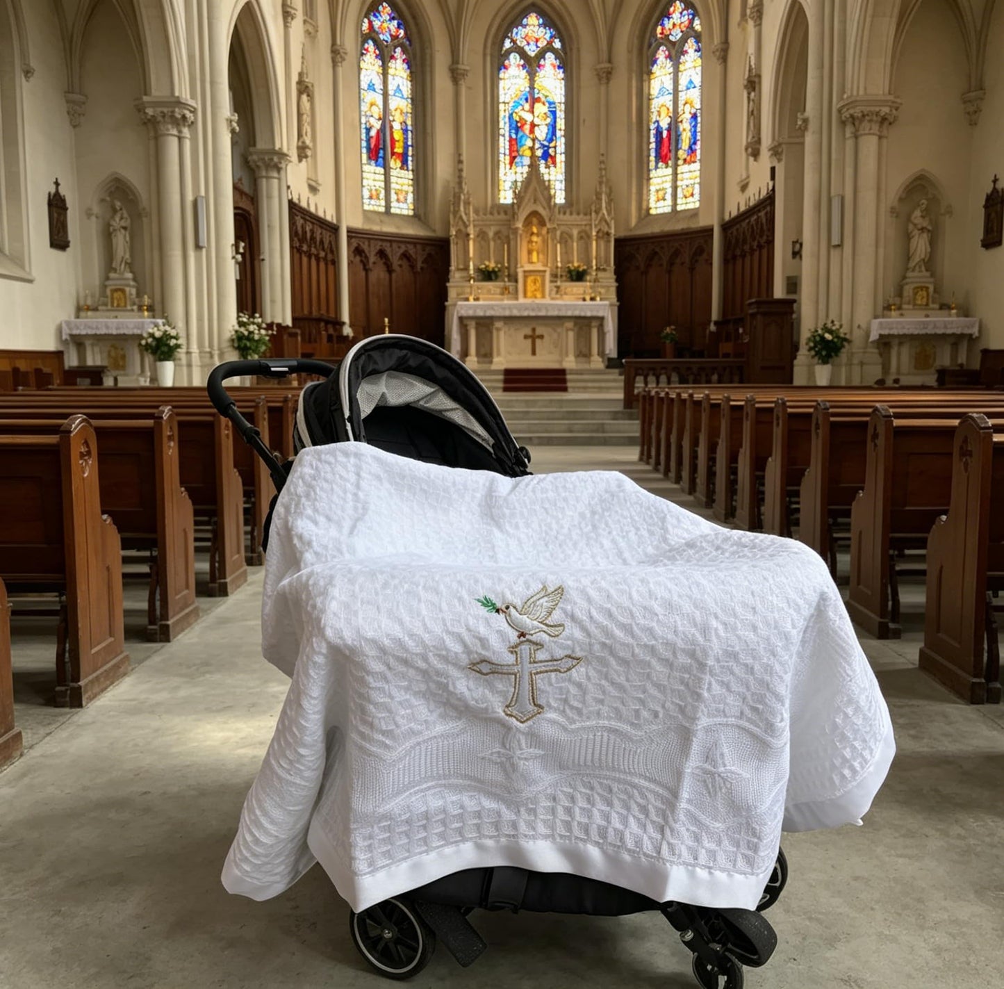 Baby Blanket White Baptism Gifts for Girl Boys First Communion Christening Christian Gifts for Kids White Soft Crochet Knitted Towel BST326H
