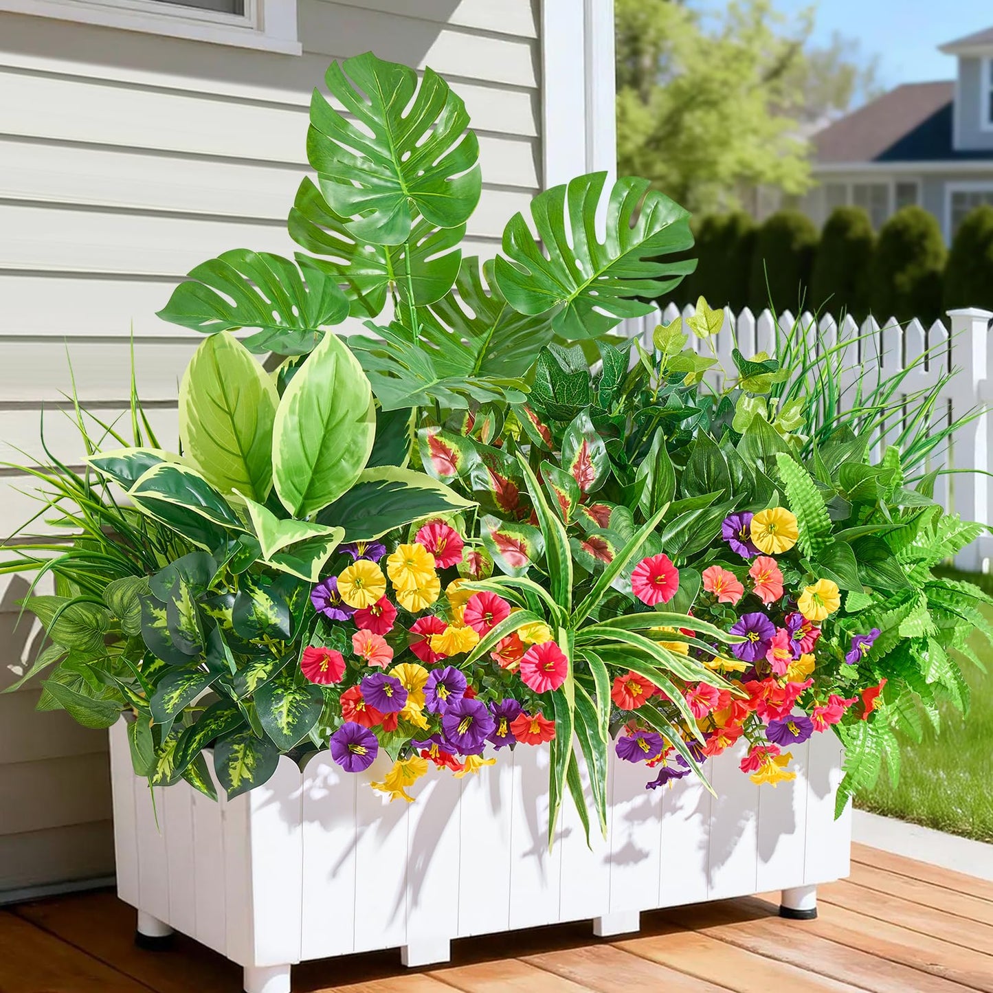 Artificial Plants Outdoor 12PCS UV Resistant Fake Greenery | Highly Realistic Faux Plant Outside with Stems for Front Proch Garden Patio Planters Window Boxes Home Decor BST326H