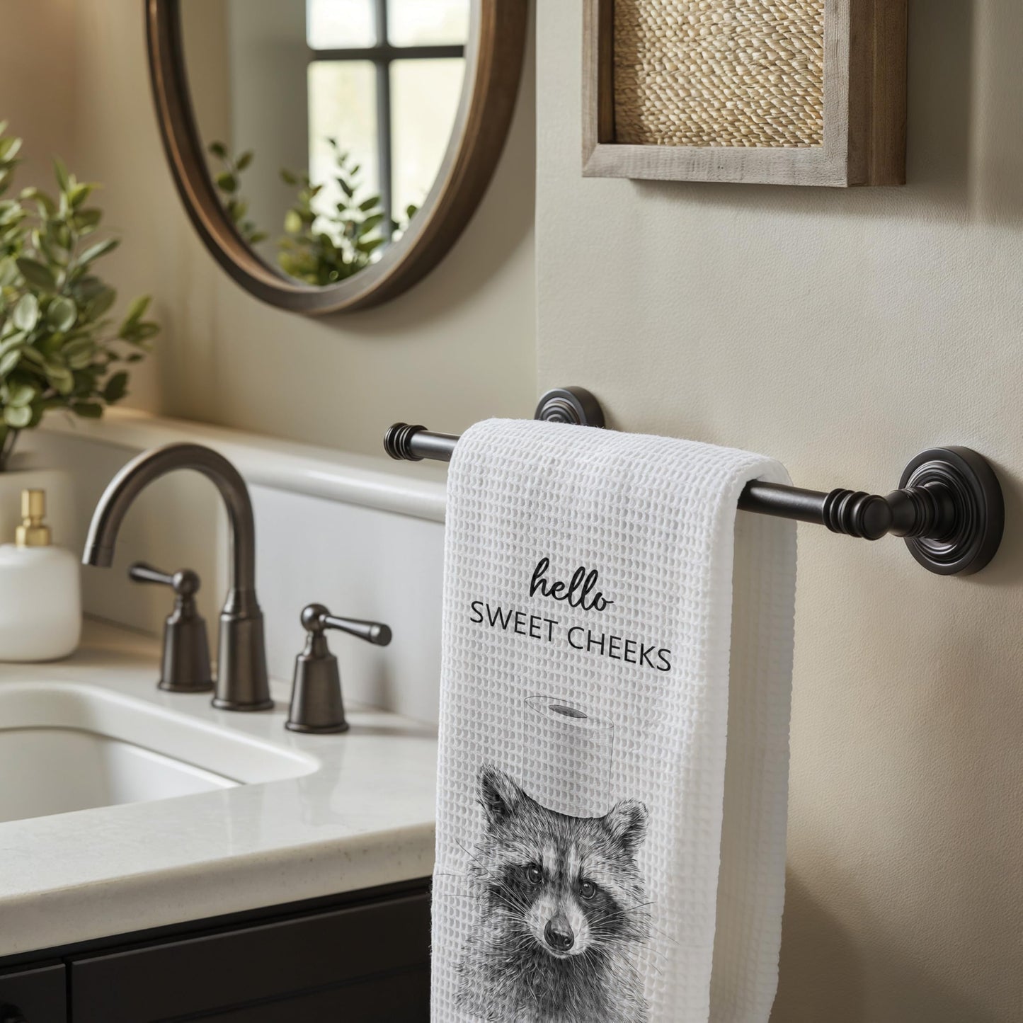 Funny Bear Bathroom Hand Towels Set of 2, Hello Sweet Bear Bathroom Decor, Funny Wild Animal Hand Towels for Washroom Restroom Decor, 16x24 Inch BST326L