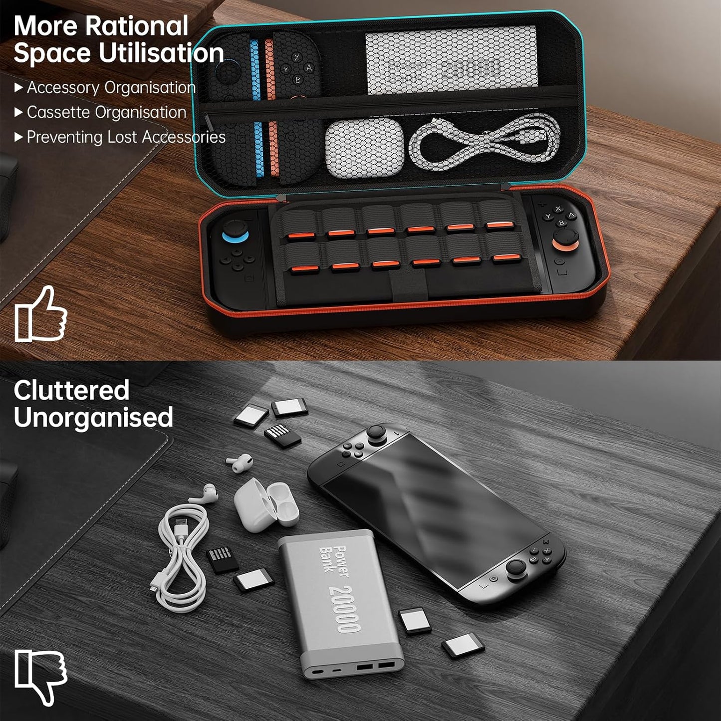 Hosanwell Switch2 13 in 1 Accessories Set for 2025 Nintendo Switch2 Model,Switch2 Hard Carrying Case with Switch2 Protective Case,8 Thumb Grip,2 Screen Protector,1 Stand WN420