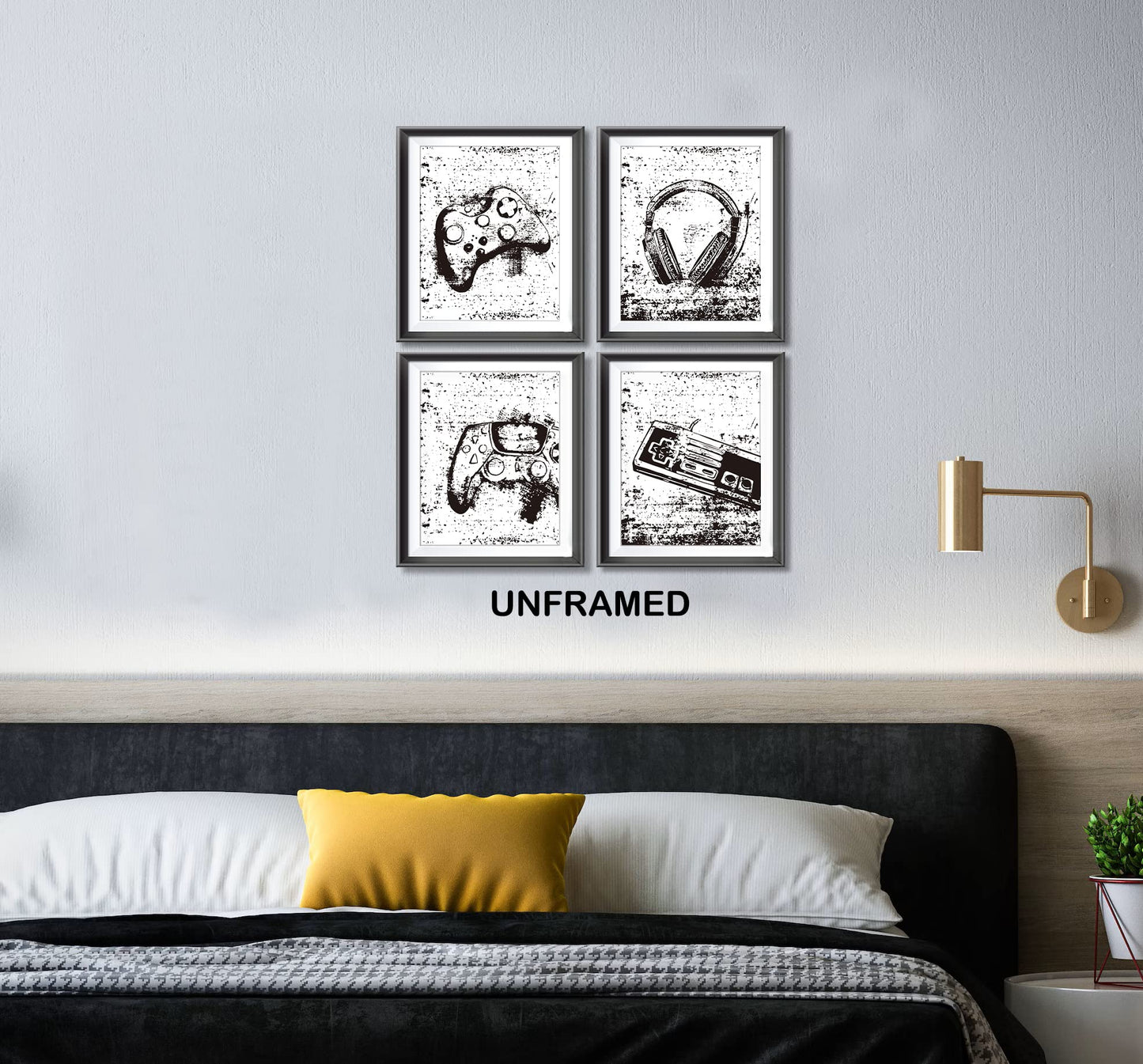 Retro Video Game Gaming Poster Prints for Home Boys Room Playroom Decor,Black And White Video Game Decorations Prints Wall Art Unframed 4pcs 8x10inches,Gift for Gamer Boys Gaming Love (8×10 inc) BST220