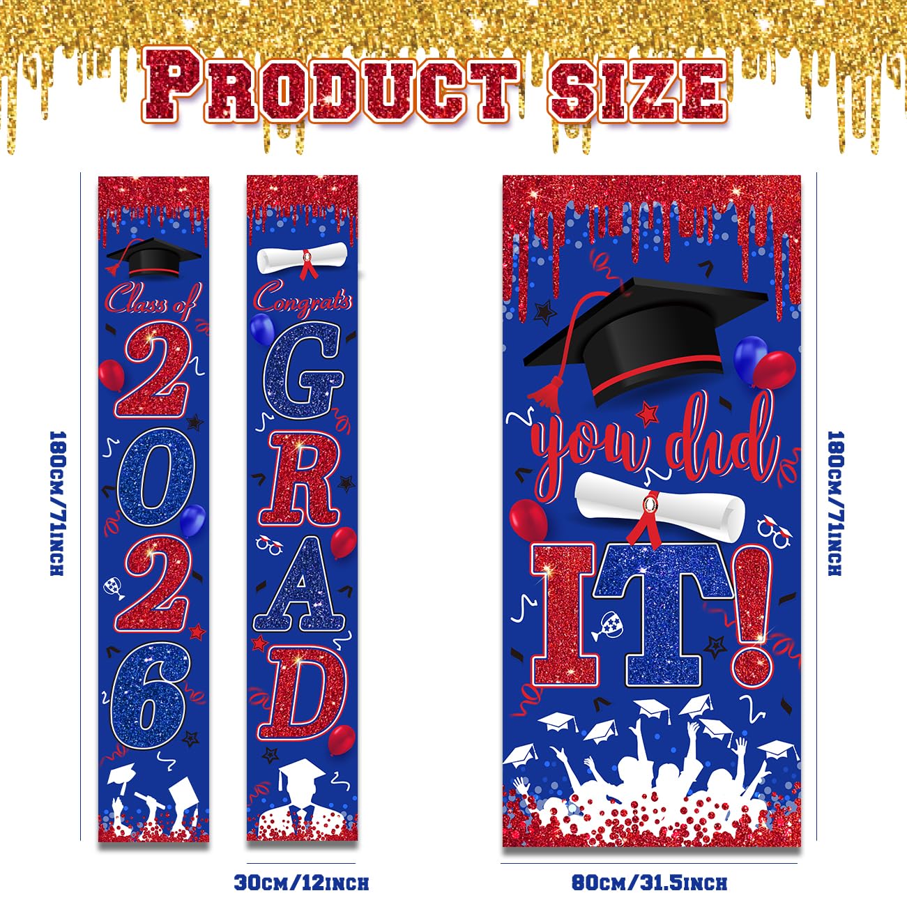 Graduation Decorations Class of 2026 Purple and Gold Congrats Grad Banner and You Did It Door Cover for High School College Graduation Party Supplies(Purple) BST326H