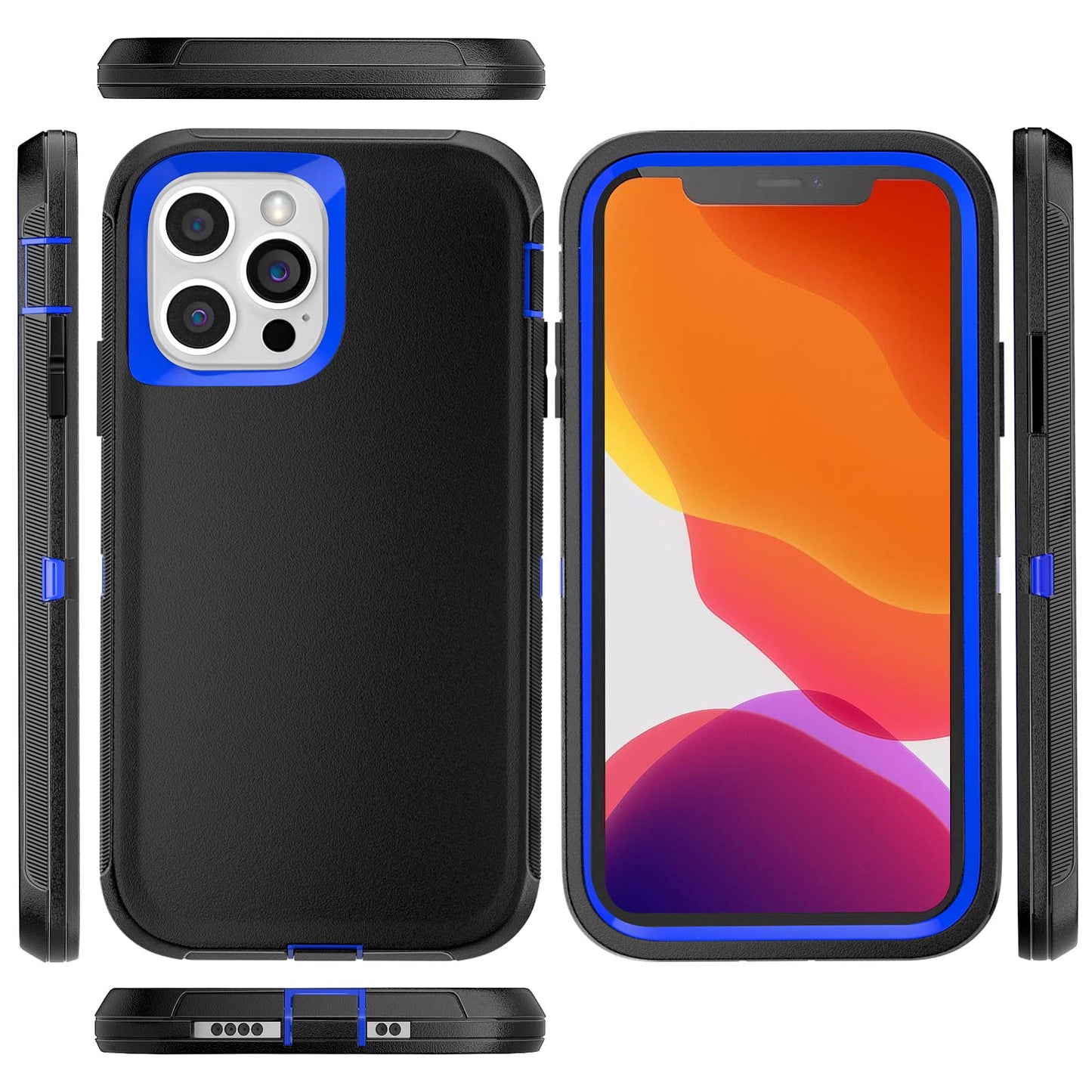 for iPhone 11 Case with Belt Clip Holster Kickstand & 2 Screen Protector, Full Protection Heavy Duty Phone Case, Shockproof Drop-Proof Durable Cover 6.1" [Black+Clip] WN420