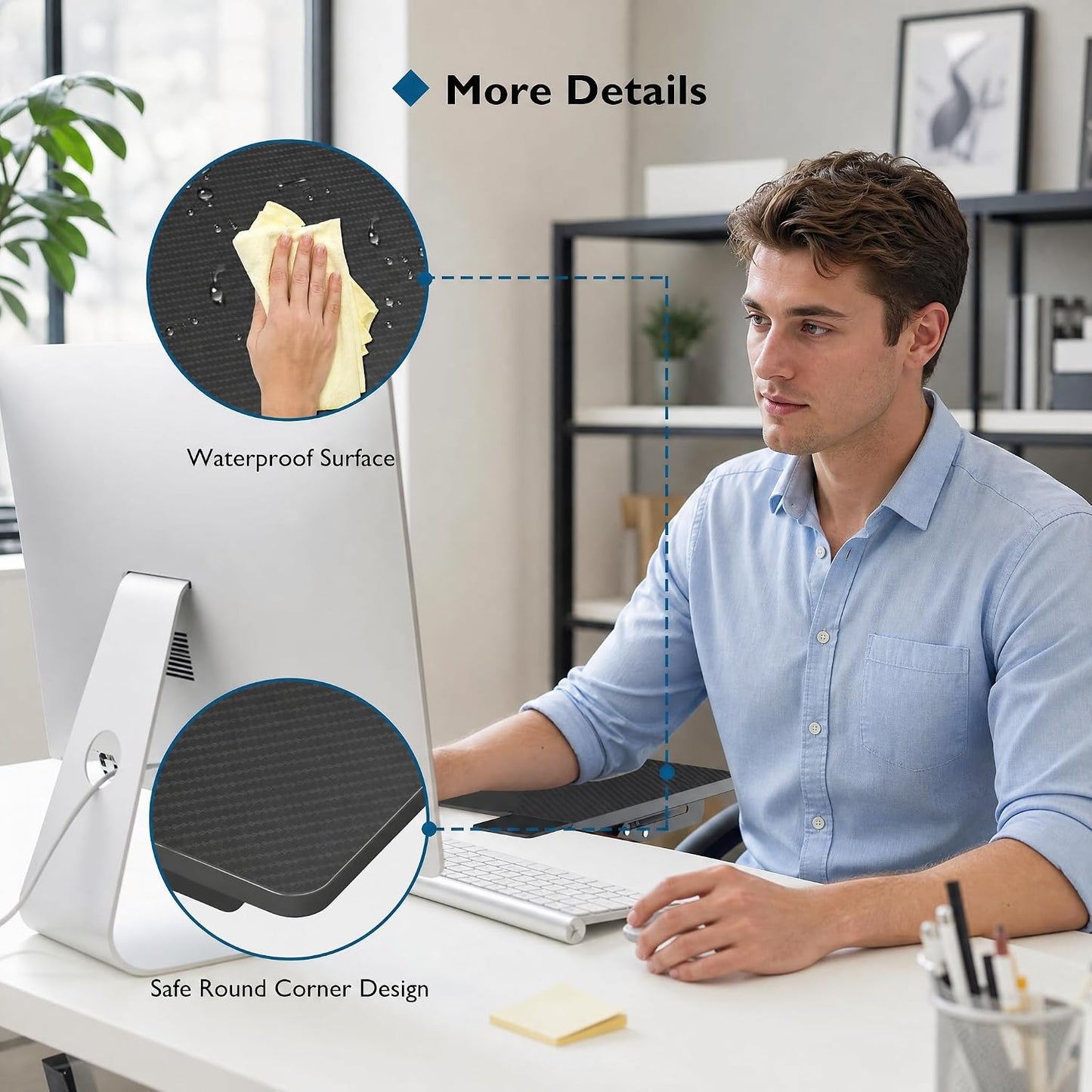 BONTEC Ergonomic Desk Extender Tray, 9.5"x9.1" Wrist Rest Shelf | 90°Foldable Elbow Support, Table Mount Arm, Clamp on Computer Arm Rest for Desk, Office & Home Use,Durable Easy to Install BST202