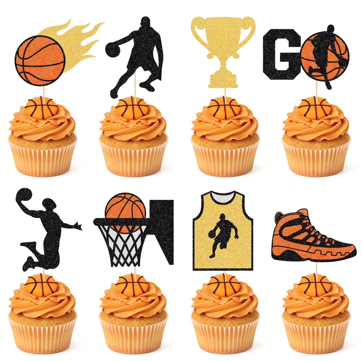 48 Pack Casino Cupcake Toppers Glitter Poker Chips Dices Mini Slot Machine Cupcake Picks for Las Vegas Casino Night Theme Birthday Party Baby Shower Decoration Supplies BST220