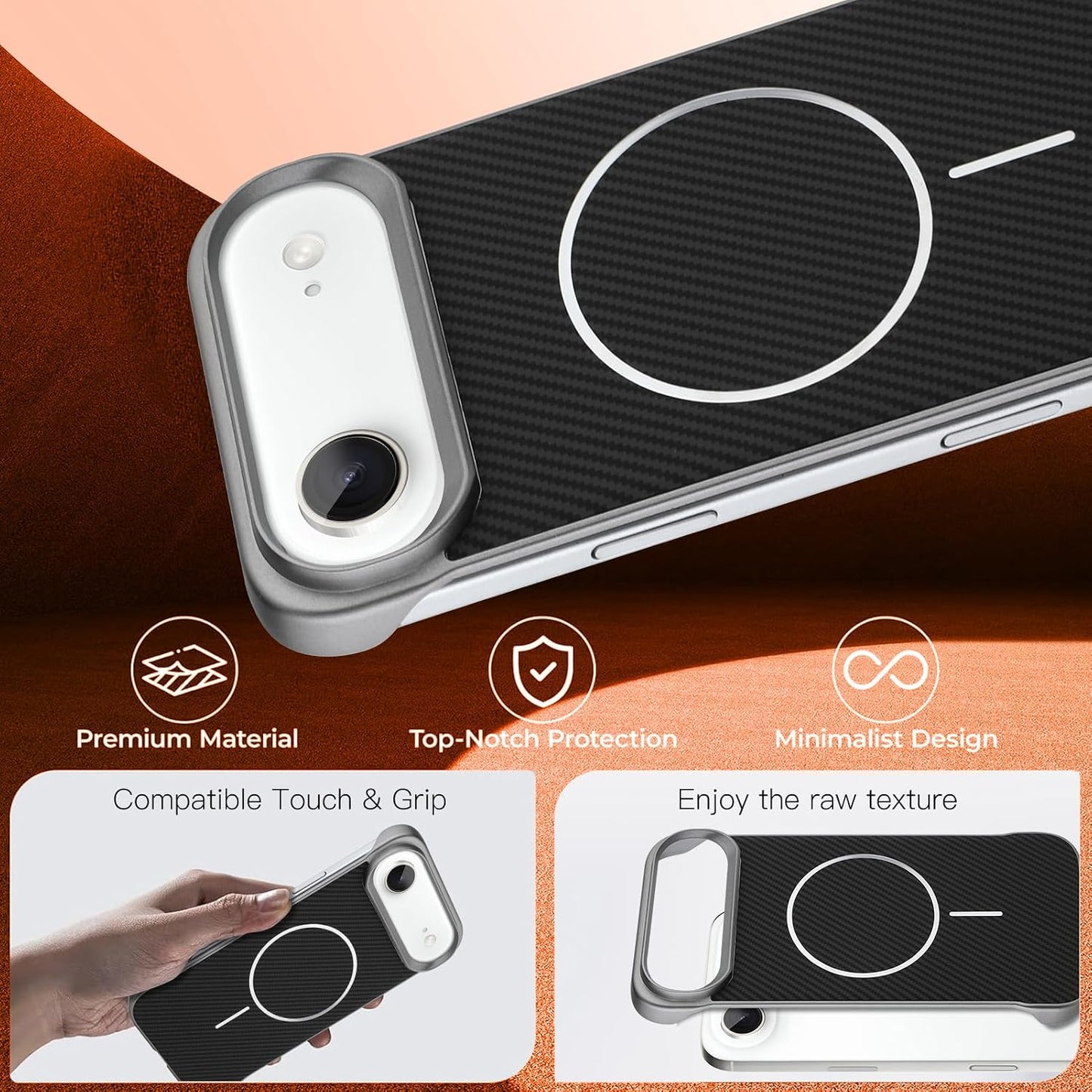 Made for fit for iPhone Air Case with Carbon Fiber Texture Design, Compatible with Magsafe, Matte Back Anti-Scratch, Magnetic Slim Phone Cover Gray. WN420