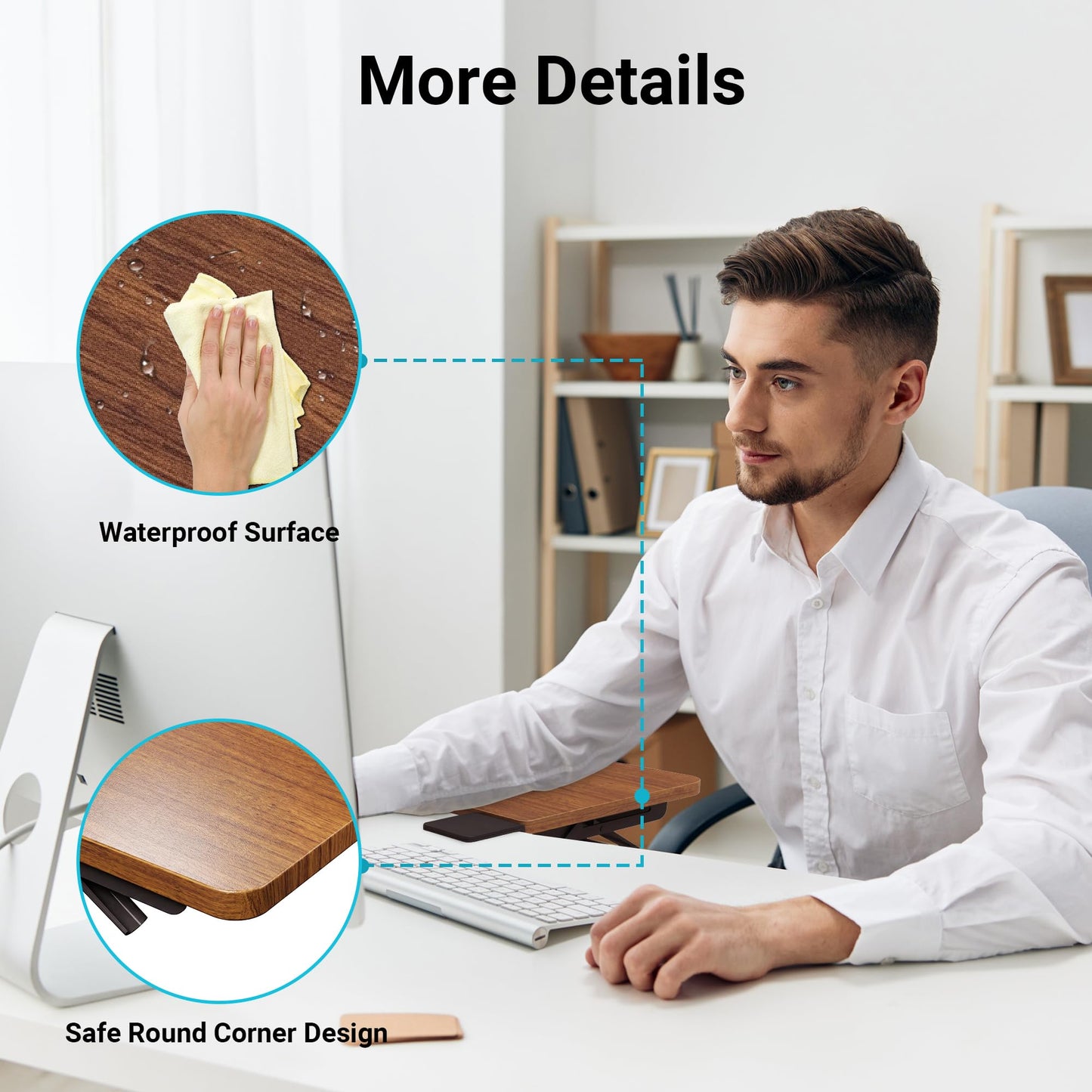 BONTEC Ergonomic Desk Extender Tray, 9.5"x9.1" Wrist Rest Shelf | 90°Foldable Elbow Support, Table Mount Arm, Clamp on Computer Arm Rest for Desk, Office & Home Use,Durable Easy to Install BST202