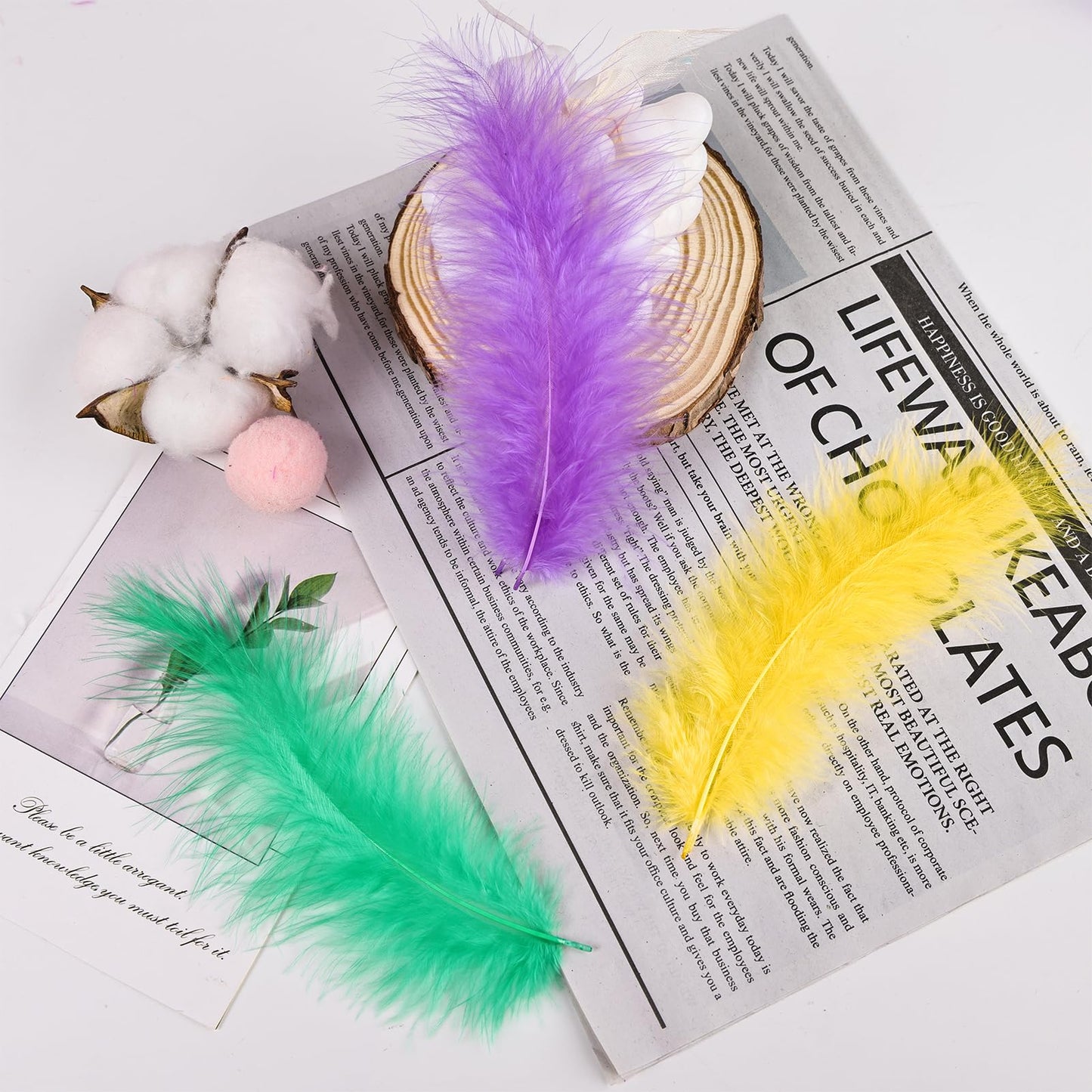Fluffy Turkey Marabou Feathers 100pcs for Craft Dream Catcher Decoration - 4-7Inches Natural Feathers (Green) BST220