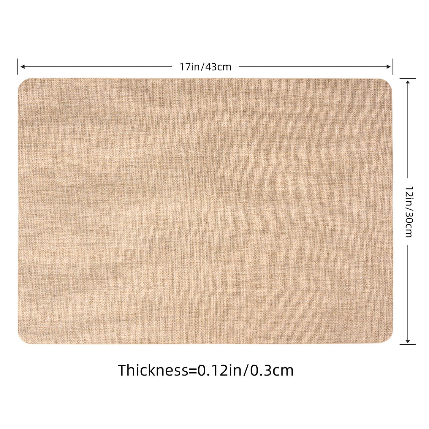Faux Leather Placemats Set of 6, Wipeable Waterproof Stain Resistant Table Mats, Heat Resistant Thick Placemats with Hand-Painted Edges for Kitchen Dining, Imitative Linen Texture, Various Shapes BST326H