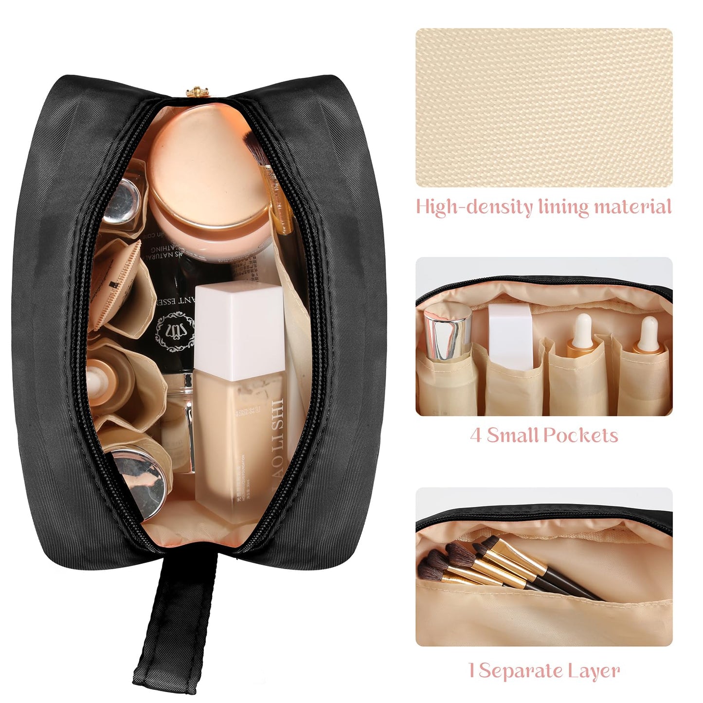 Puffy Makeup Bag for Women,Initial Cosmetic Bag,Cute Travel Toiletry Bag,Puffer Make Up Organizer Bags with Compartments,Personalized Gifts for Girlfriend Bridesmaid Teacher Graduation (Khaki gray, E) BST202