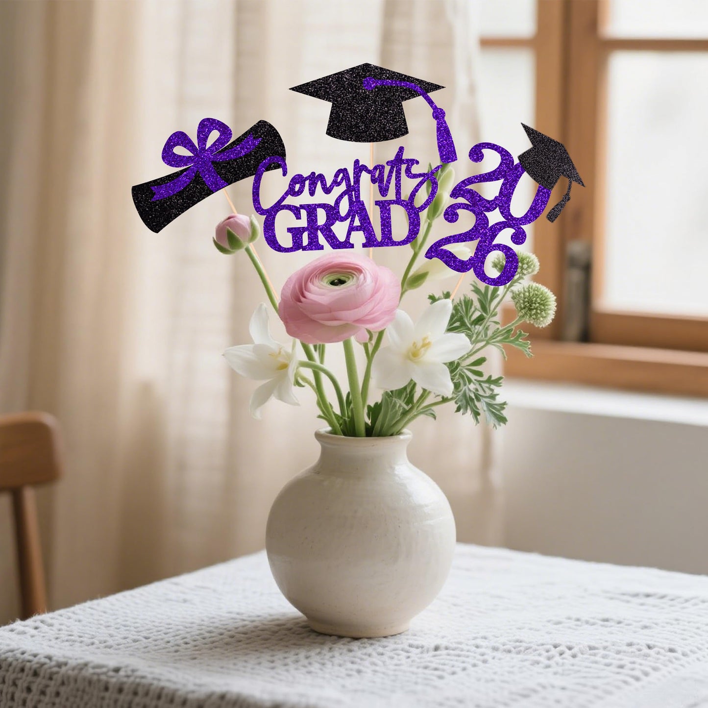 Graduation Centerpieces Class of 2026, 16 PCS Red Blue Double-Sided Table Toppers, Congrats Grad Party Decorations Supplies (Set of 4 Designs) WN420