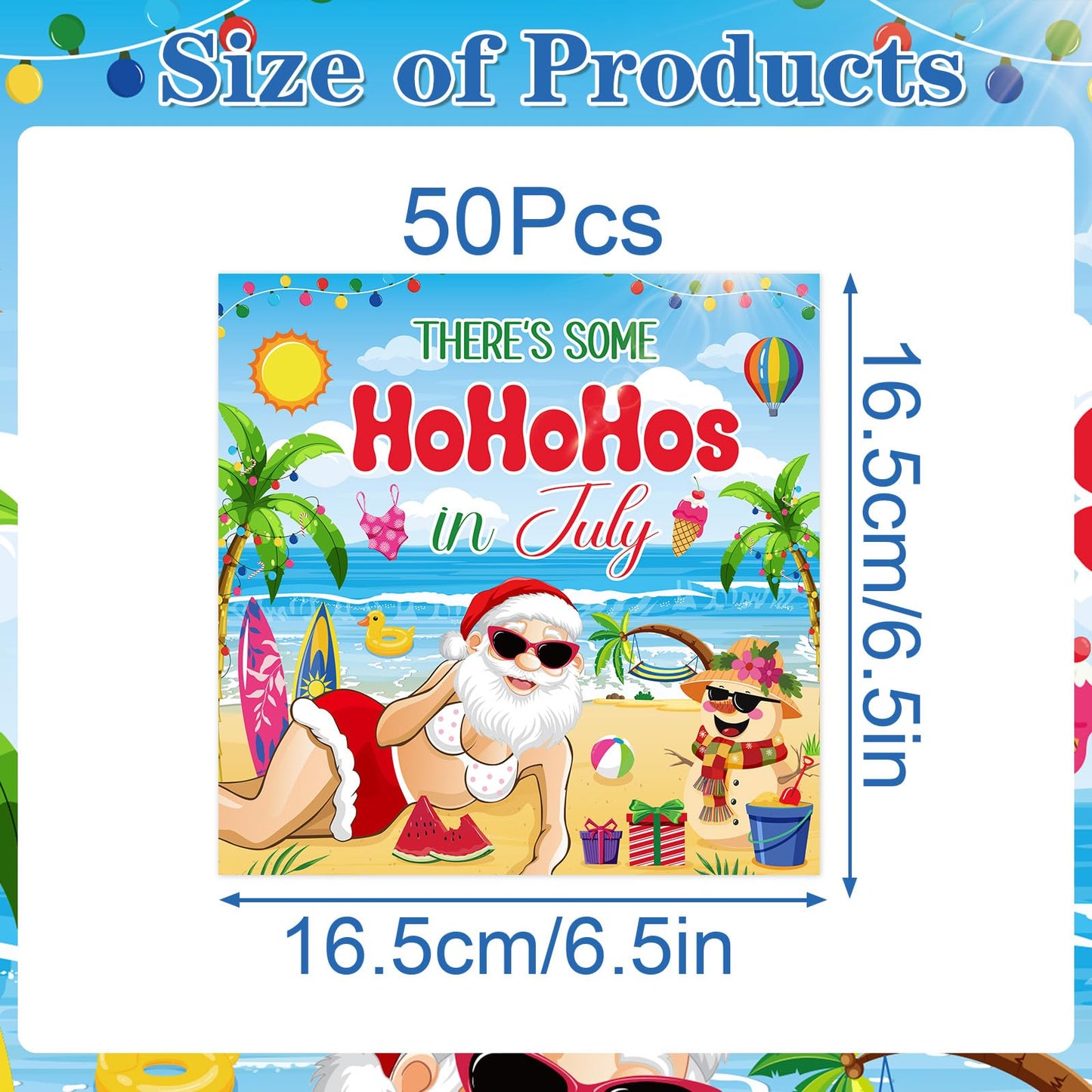 Gameza July Christmas Party Decorations, 50PCS There's Some Hohoho's in July Disposable Paper Napkins Decoration, Summer Xmas Beach Napkins Decor Supplies BST220