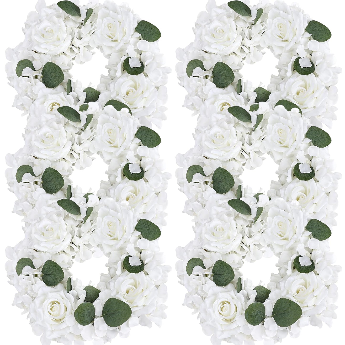 Artificial Flower Candle Rings - 6 Inch Inner Rose Floral Wreaths for Wedding Bridal Event Table Centerpieces Backdrop Decorations (Dusty Pink & White, 6 X Candle Rings) WN420