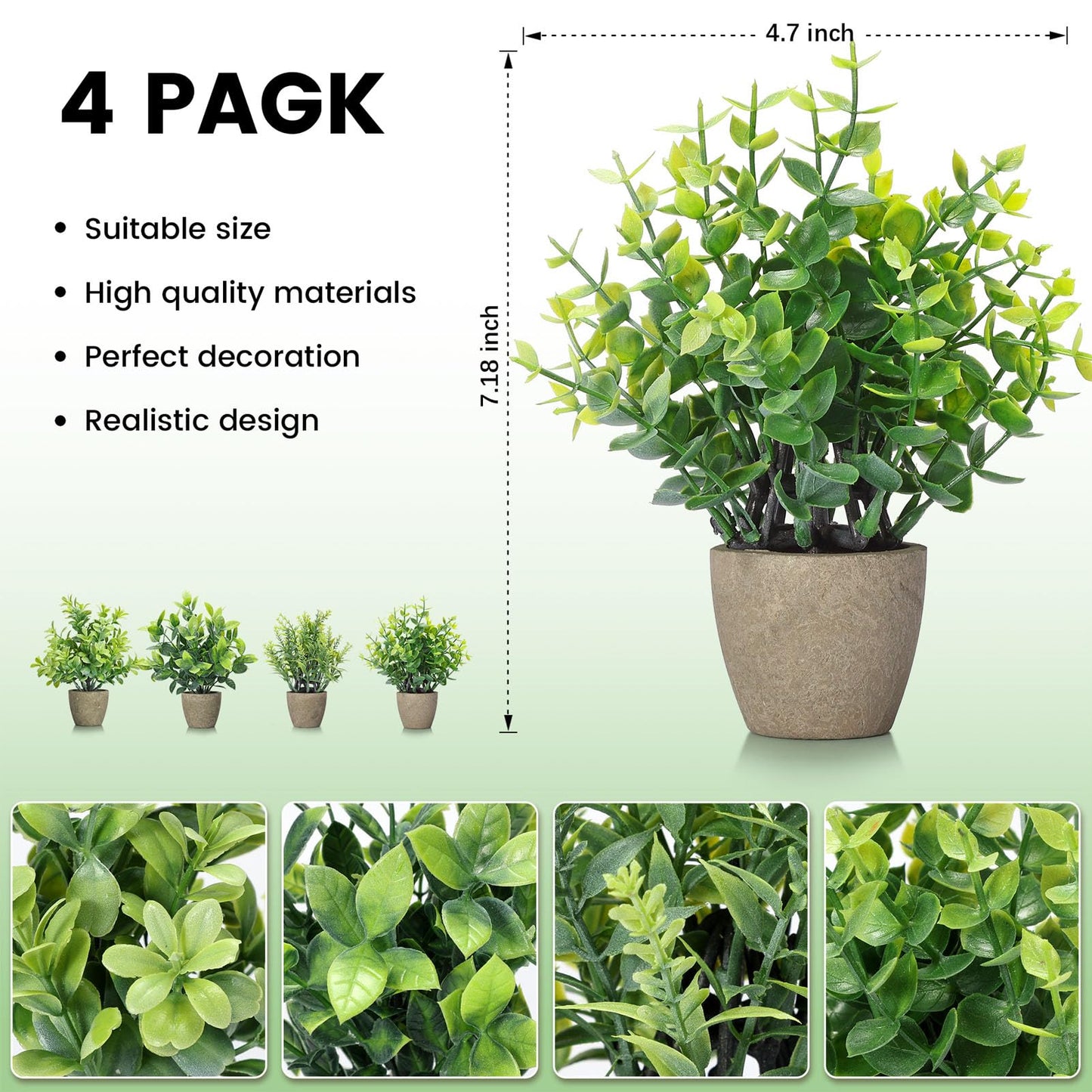 FAVOWREATH 2 Pack Small Fake Plants Potted Artificial Plants Indoor for Home Decor Office Room Farmhouse Indoor Table Bathroom Decor BST220