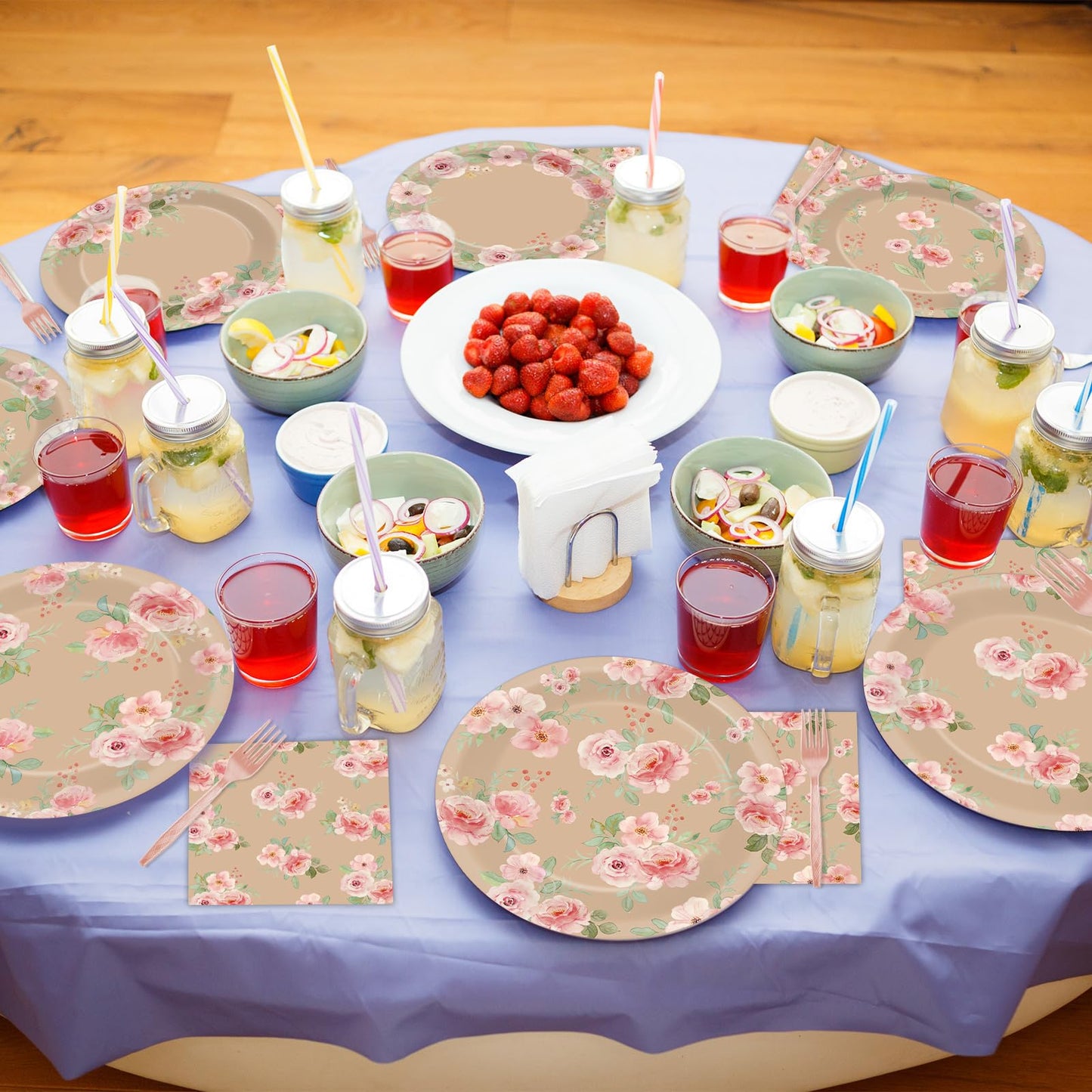 96Pcs Wildflower Party Supplies Floral Themed Paper Plates Napkins Wildflower Butterfly Tableware Disposable Dinnerware Decoration Set for Girls Birthday Wedding Bridal Baby Shower Party Table Decor BST202