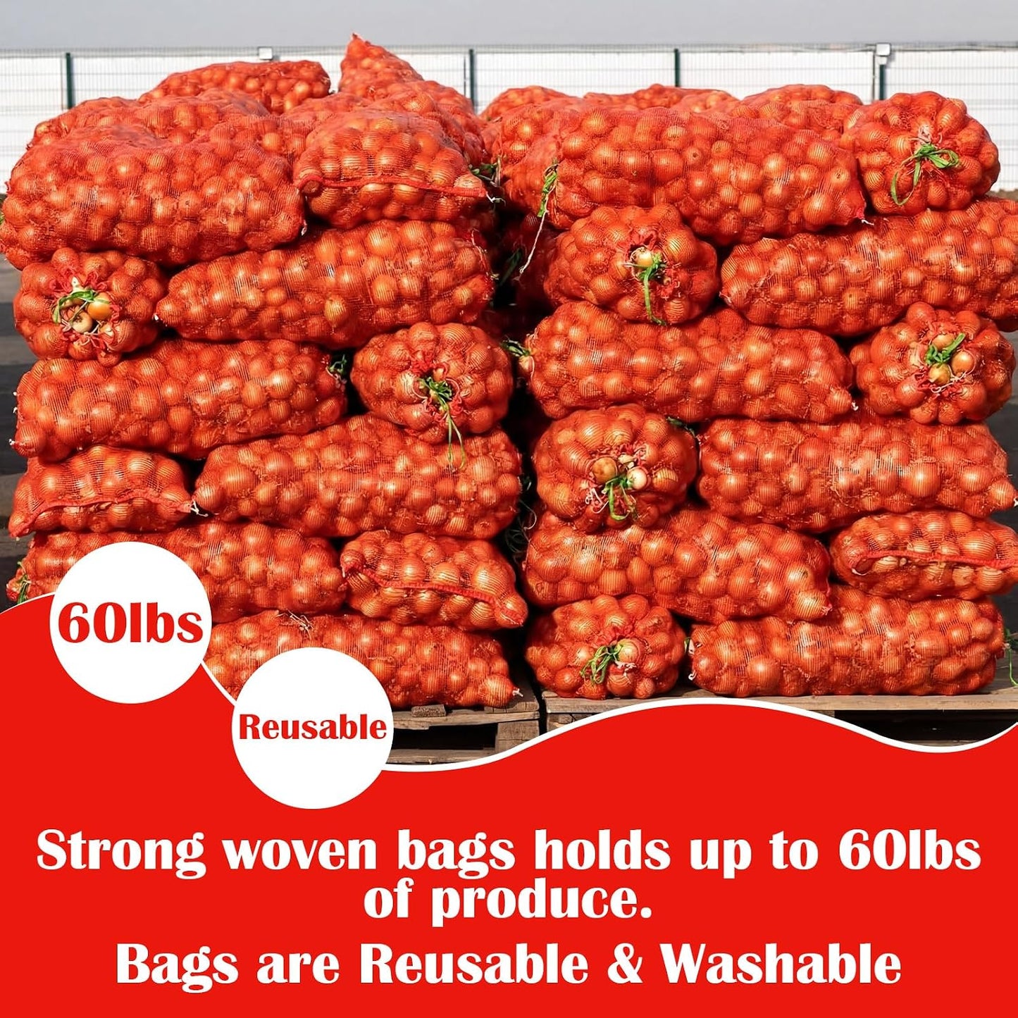 Shinylin 36 Pcs 33" x 20" Mesh Onion Bags Reusable Drawstring Fresh Produce Storage Bags Breathable Vegetable Storage Bag Reusable with Drawstring for Onion Potato Crawfish BST326H