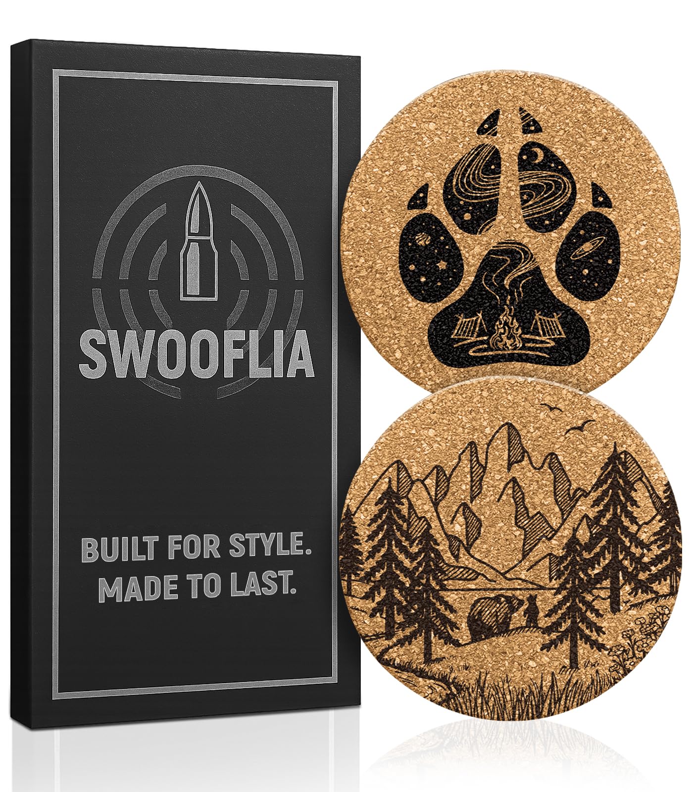 Swooflia Car Coasters for Men - Touch Down Ceramic Car Cupholder Coaster Cool Absorbent Mat Coaster with Cork Base 2 Pack Automotive Cup Holder Accessories New Driver Gifts WN420
