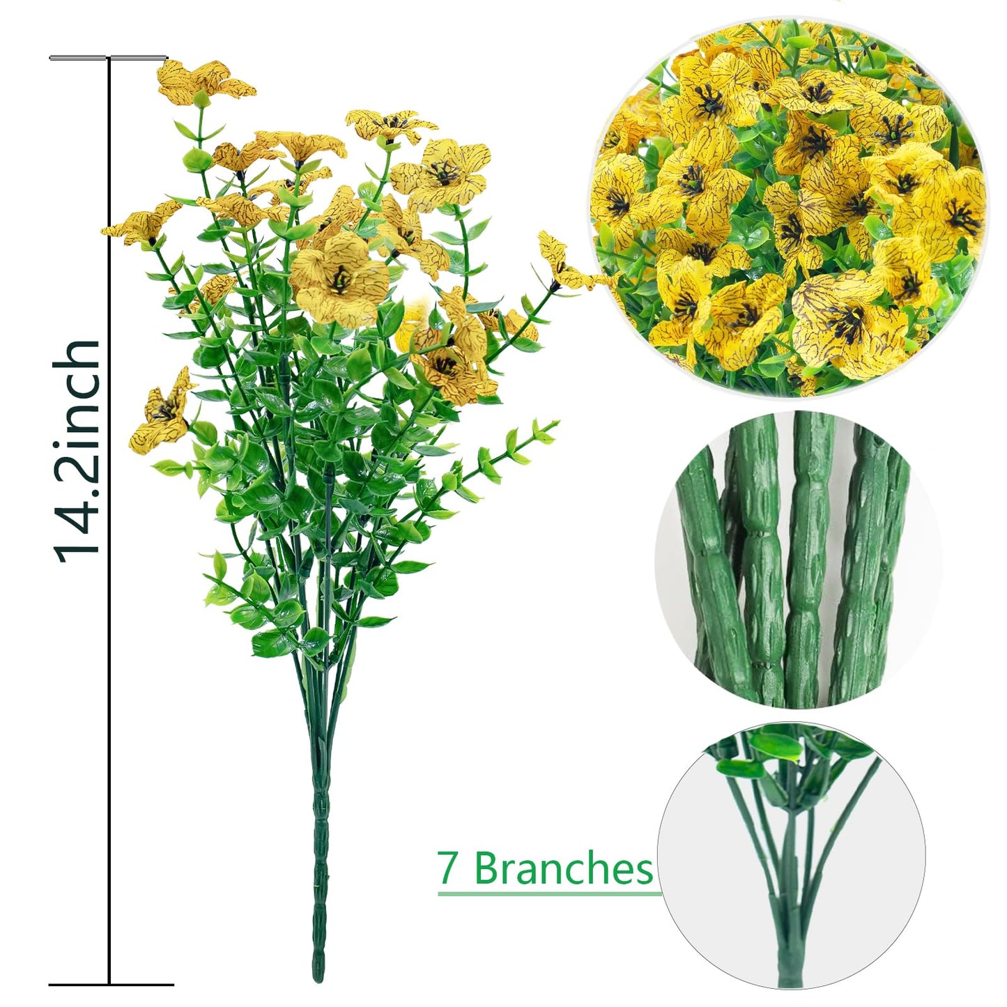 8 Bundles Outdoor Artificial Flowers,UV Resistant Fake Flowers Outdoor Plastic Plants Faux Silk Flower for Outside Indoor Decoration(Blue) BST202