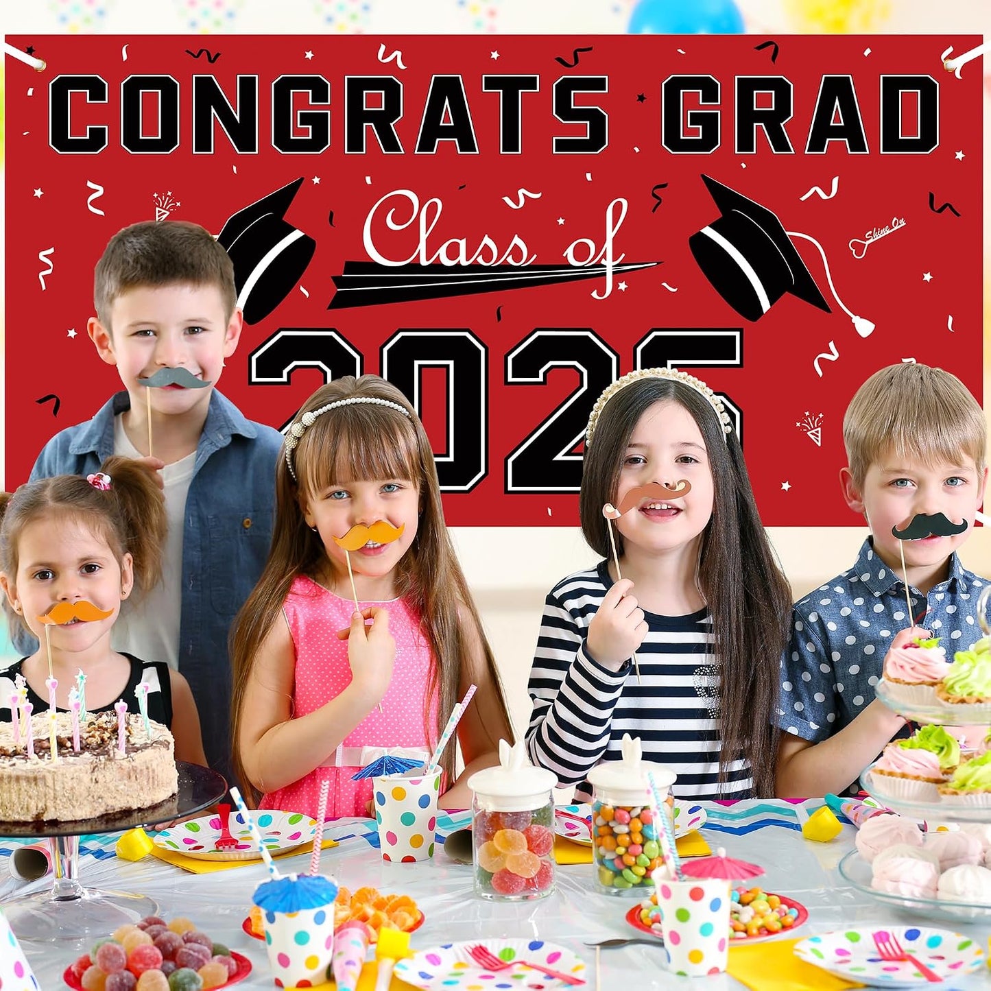 Graduation Decorations 2026 2027 - Red Polyester Graduation Backdrop - Graduation Party Decorations - Congrats Grad Banner - Graduation Decorations Class of 2026,Graduation Party Favors Supplies Yard Sign WN420