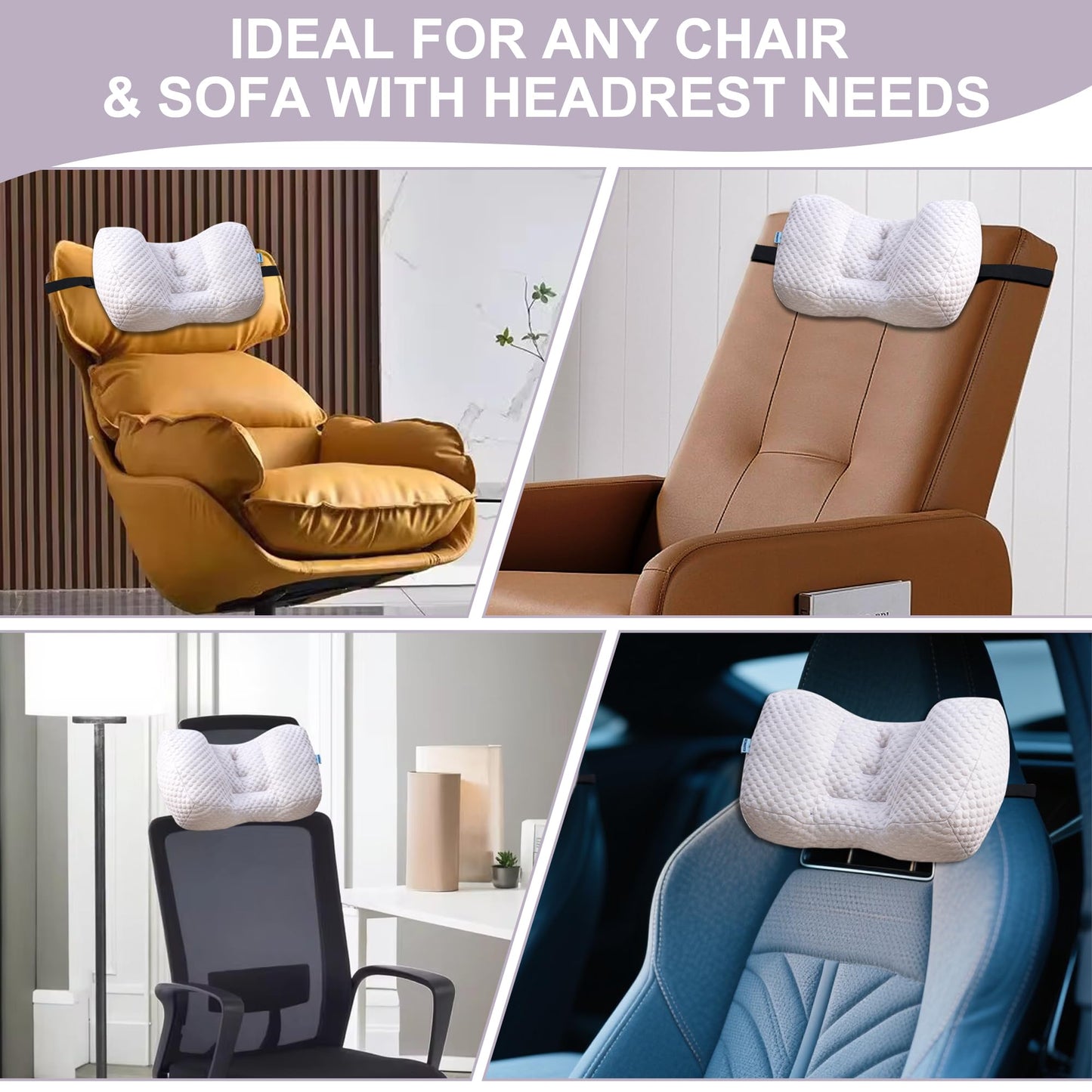 Adjustable Neck Pillow for Recliner, Headrest Pillow for Chair & Couch Support N3233