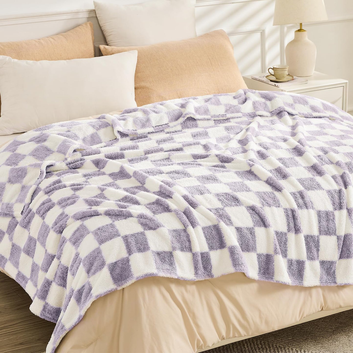 EMME Fleece Blanket, 3D Jacquard Throw Blanket for Couch and Bed, Soft Cozy and Fluffy Blankets Lightweight Luxury Flannel with Waffle Design (Navy Blue, 50" x 60") BST202