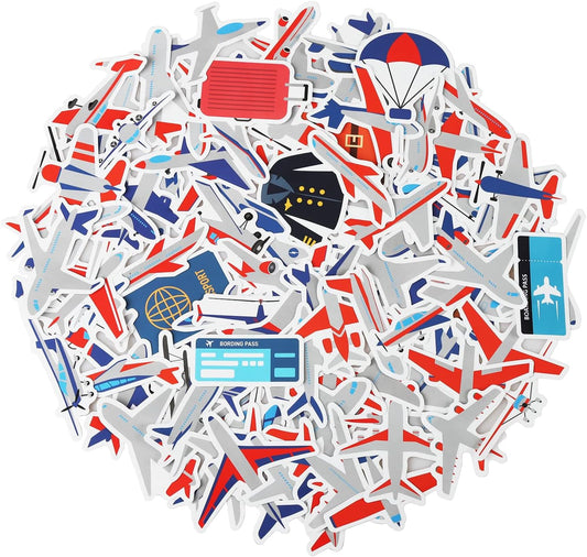 100 Pack Airplane Stickers, Aviation Party Favors,Party Decorations BST326L