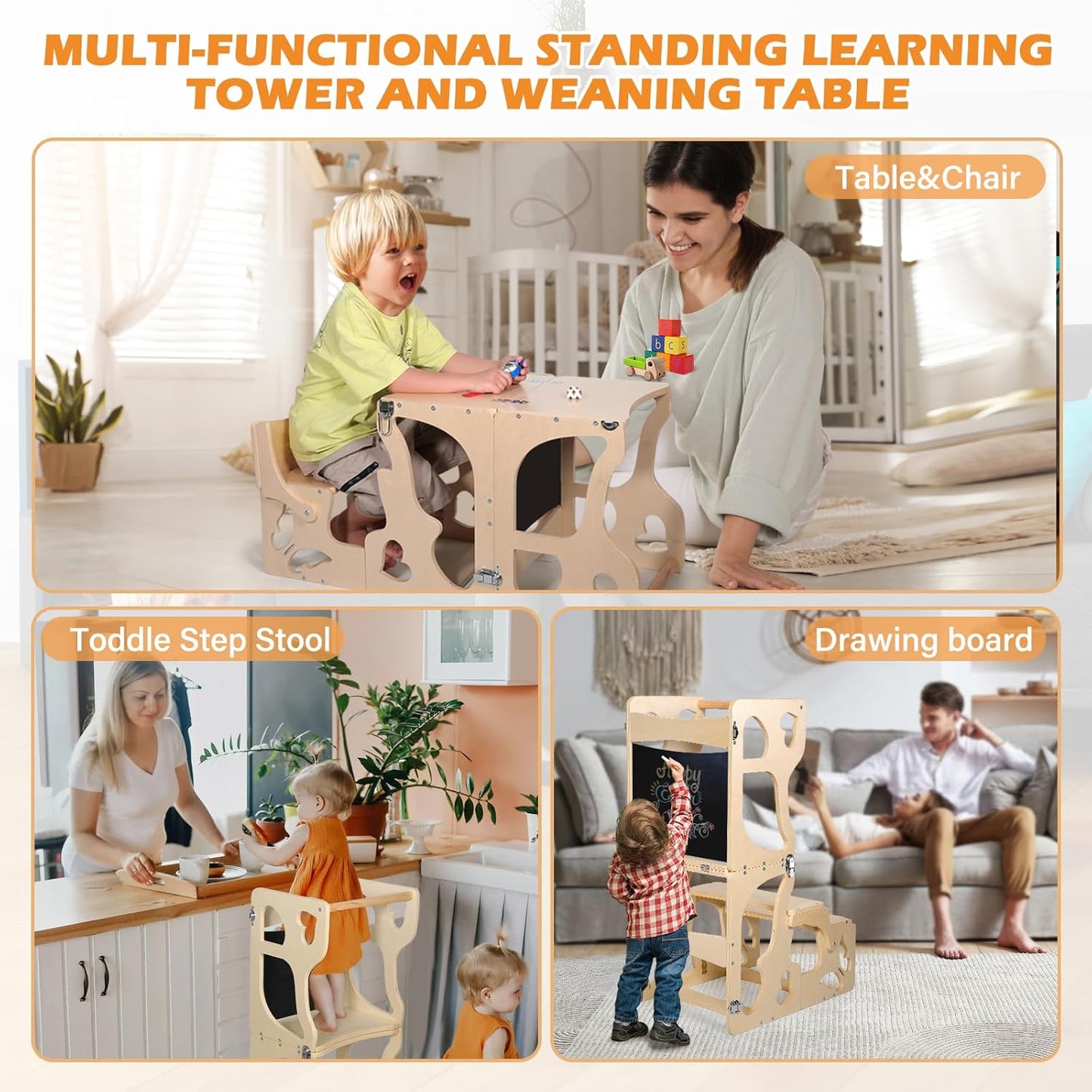 Toddler Tower, Kids Kitchen Step Stool Helper N29