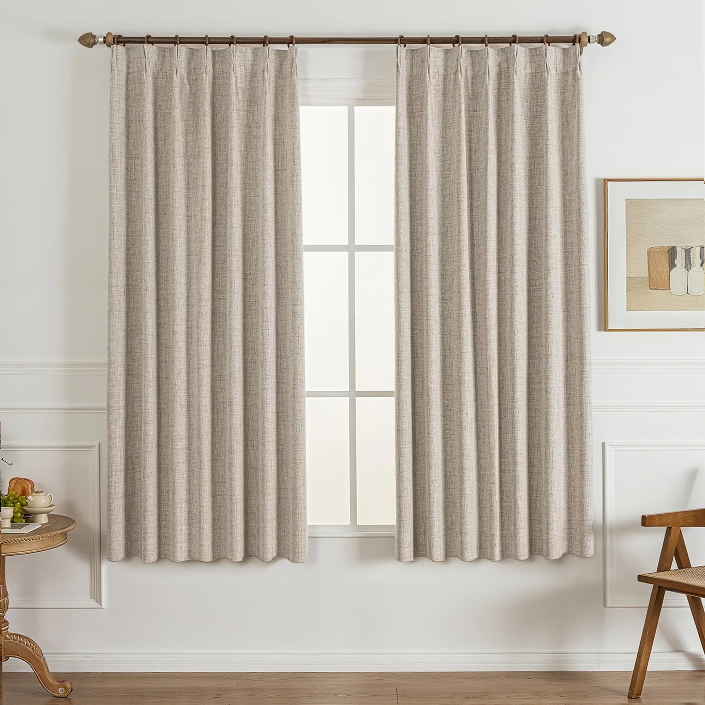 Gray Blackout Chenille Pinch Pleated Curtains 40x96in- Ultra Soft Wrinkle Resistant Thermal Insulated Room Darkening Drapes,Noise Reducing with Roman Clips,2 Panels Set for Bedroom/Living Room/Office BST202