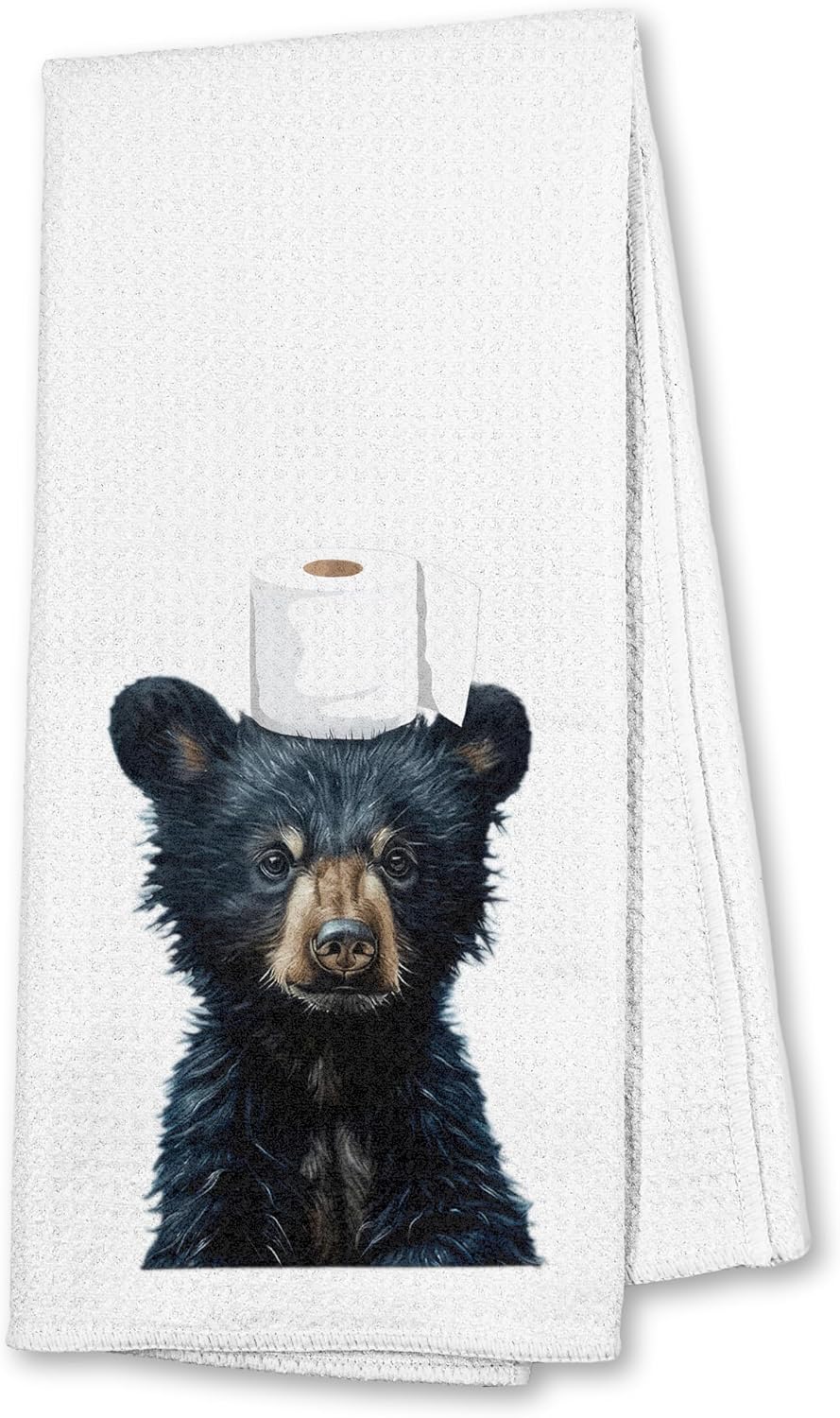 Black Bear Bathroom Hand Towels, Wild Animal Black Bear Hand Towels for Bathroom Washroom Restroom Decor, 16x24 Inch, A012 BST326L
