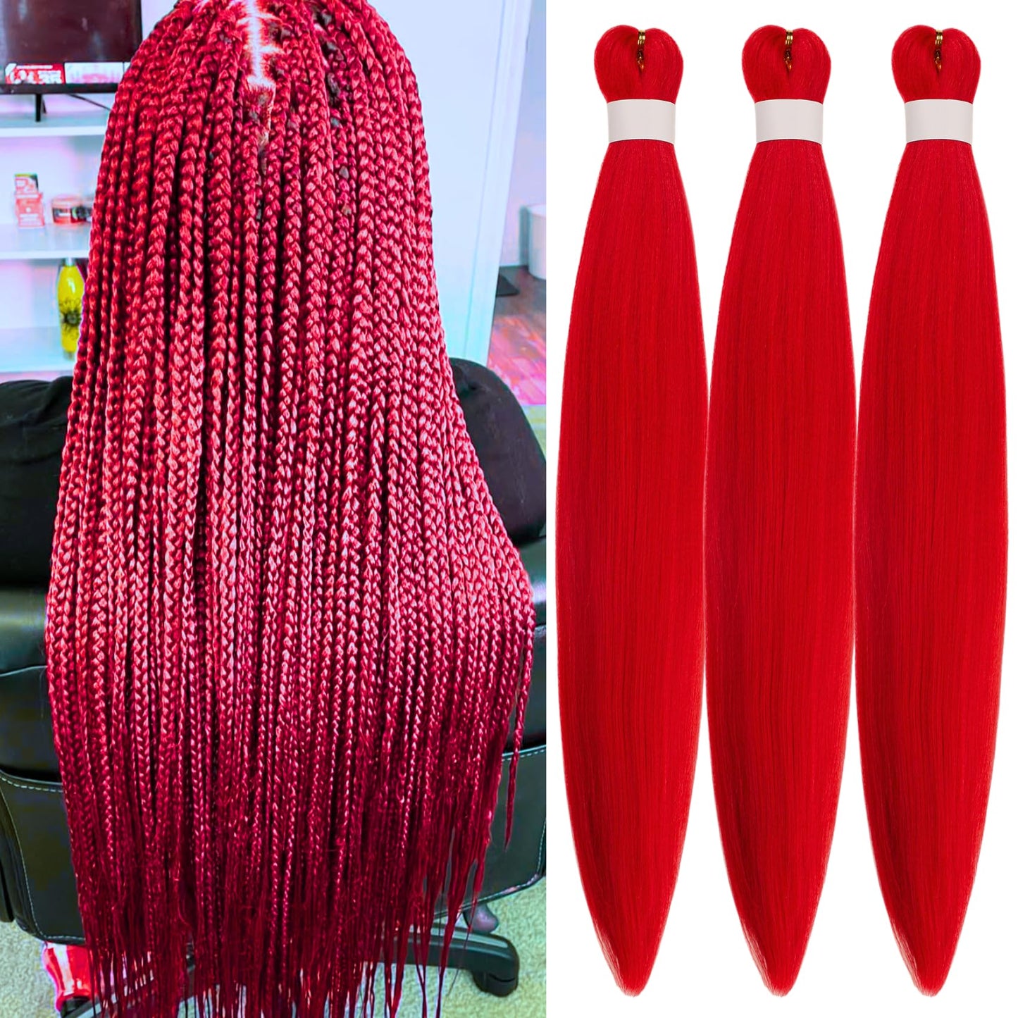 Purple Braiding Hair Pre stretched Knotless 26 inch | Hypoallergenic Synthetic Purple Prestretched Ez Braid Knotless Itch Free Soft Yaki Texture Hot Water Setting WN420