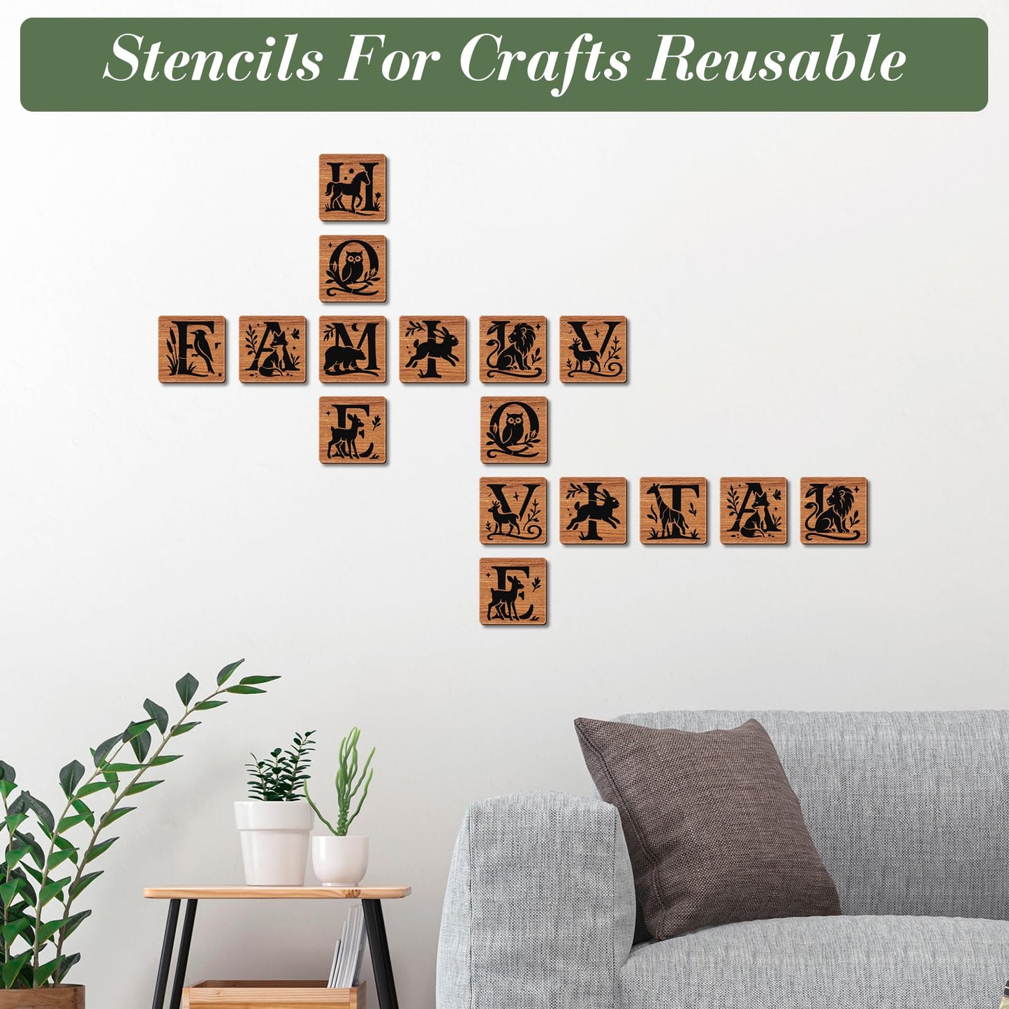 Letter Stencils for Crafts Reusable 42Pcs Number Stencils(5 Inch Font) | DIY Art Painting Stencil Furniture Decor Kit for Wood Embroidery Wall Silk Screen Journaling BST202