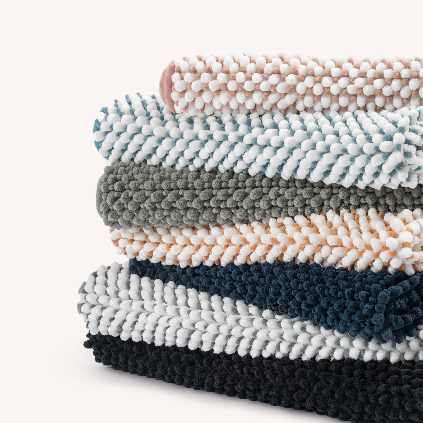 FRESHMINT Chenille Bathroom Rugs Sets 2 Piece 17"x24"+20"x32", Non-Slip Bath Mats, Absorbent Bath Rug, Washable Set of 2 Shower Floor Mat, Gray BST220