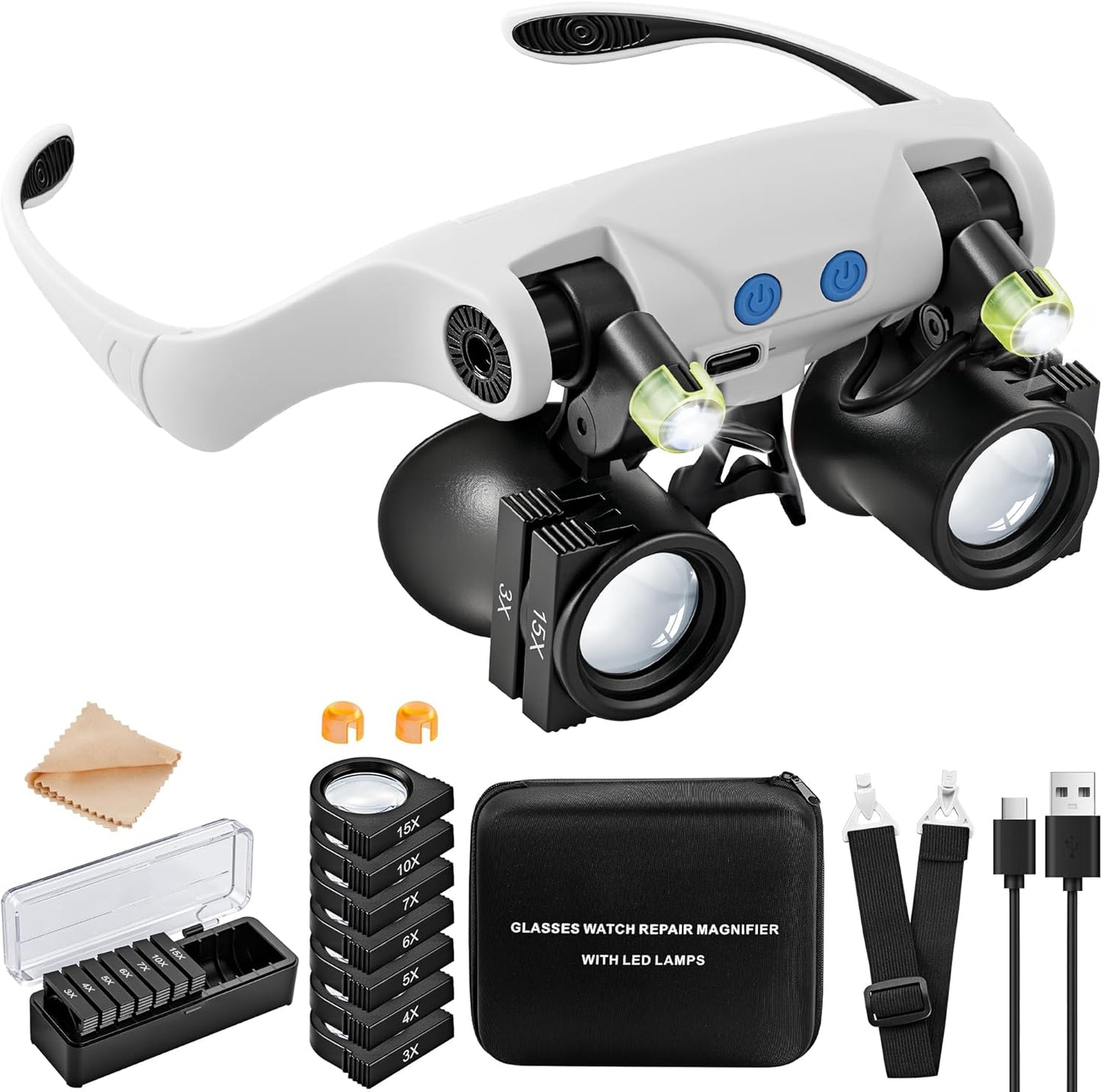 Glasses Watch Repair Magnifier With LED Lamps 74