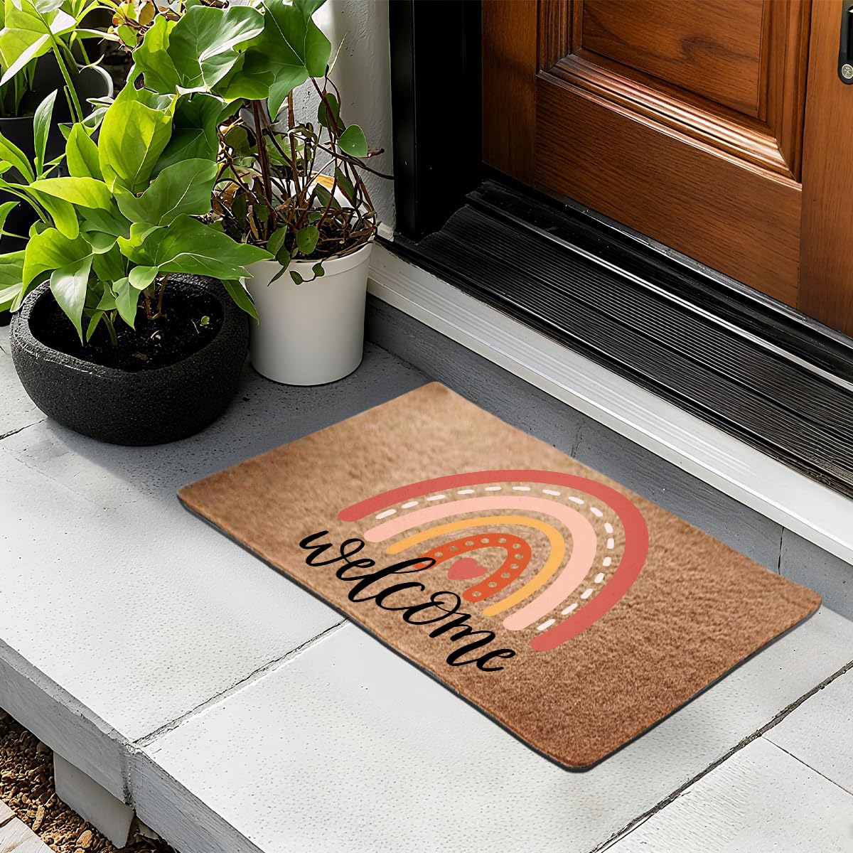 Funny Cat Door Mat 18x30 Inch, Faux Coco Coir Doormat with Non-Slip PVC Backing, Cats Printed Welcome Mat for Outdoor Indoor Entryway Porch Home Kitchen Patio, Cat Lover Gifts for Women Mom BST202