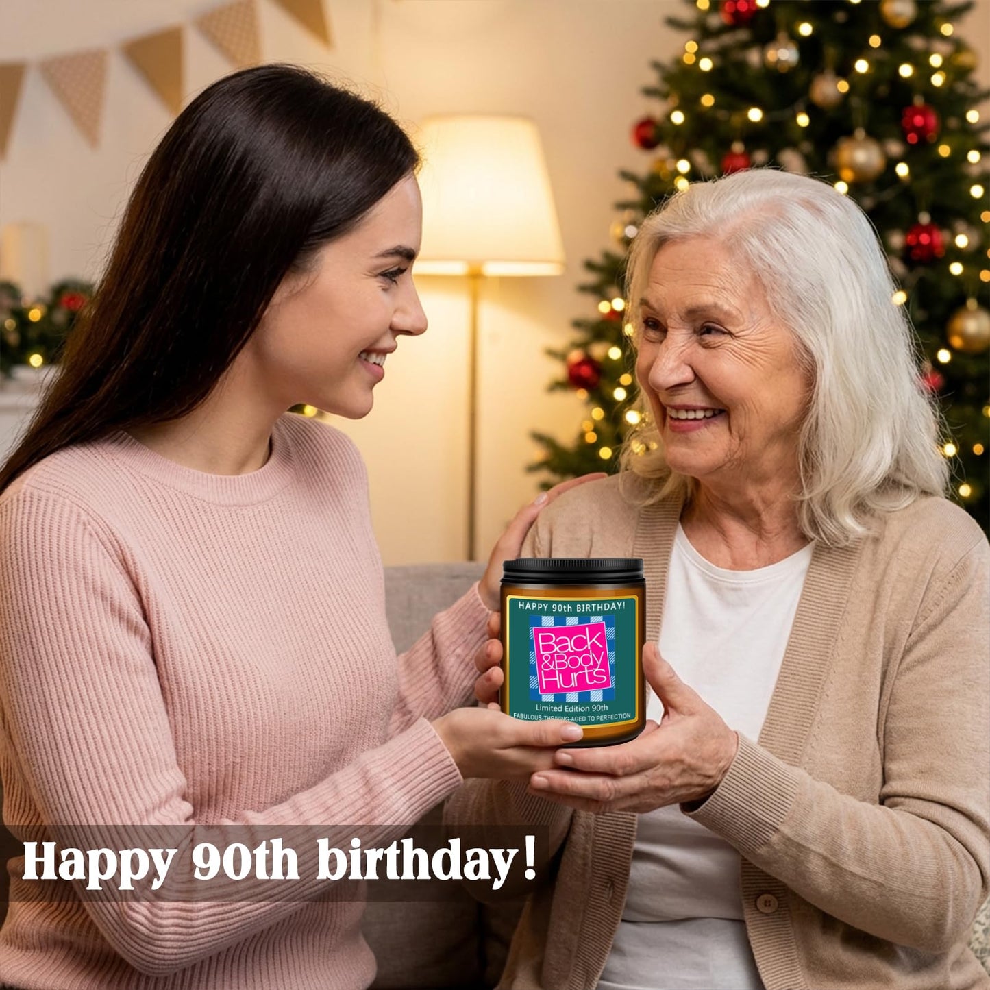 Happy 80th Birthday Decorations Gifts for Women Men, 80th Birthday Candles for Her Him, Funny 80 Years Old Ideas- Lavender Scented Candle BST326L