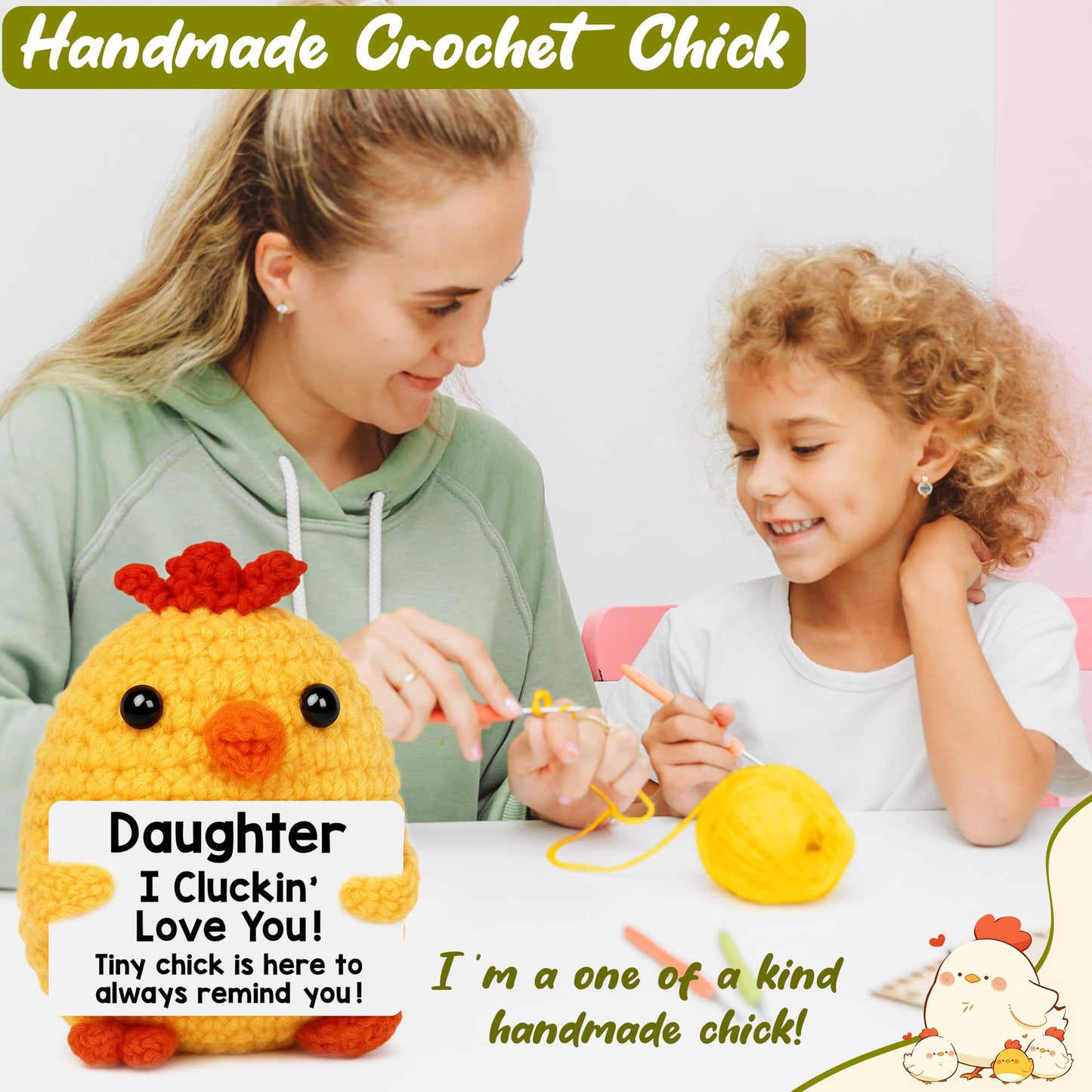 Grandma Birthday Gifts from Grandkids, New Grandma Grandmother I Love You Gift, Grandparents Day Gifts for Grandmas Grandmother Nana Gigi, Christmas Stocking Stuffers Funny Handmade Crochet Chicken BST220
