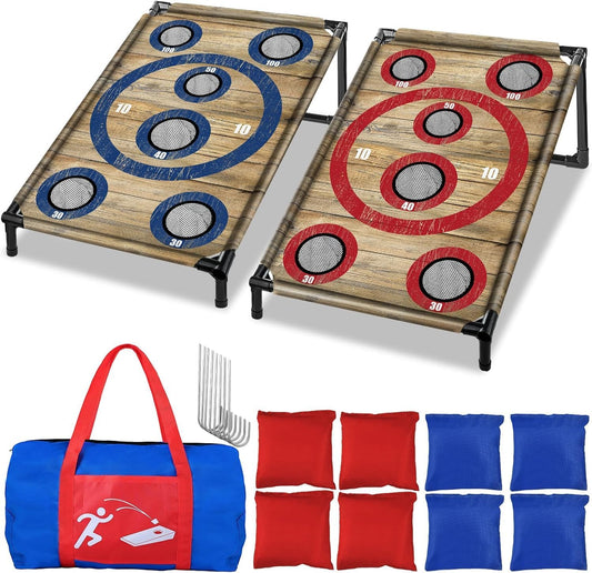 Portable Cornhole Board Set with 8 Bean Bags Corn Hole Toss Game Cornhole Games for Indoor and Outdoor Parties 72