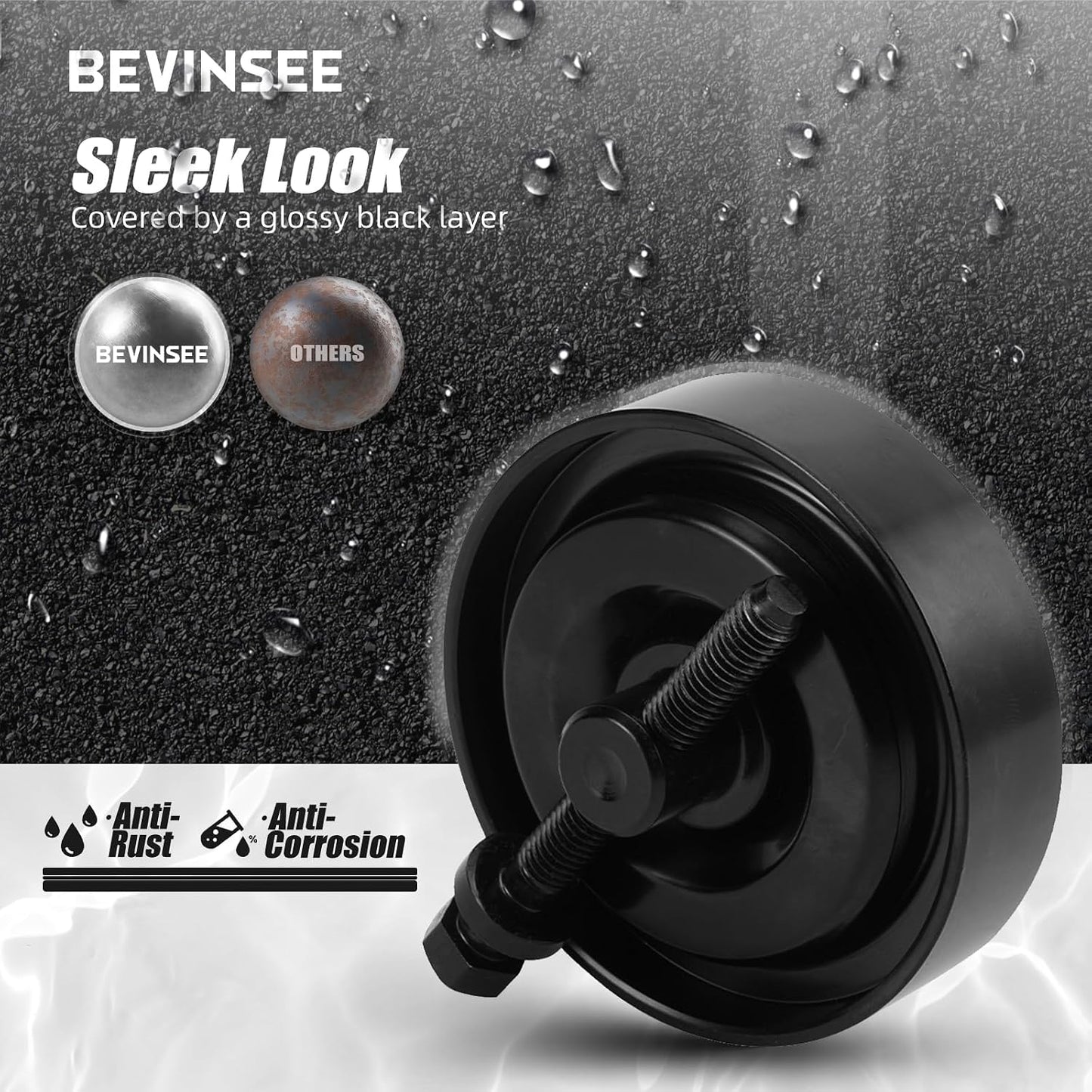 Bevinsee Steel Belt Tension Pulley Kit Compatible with Hyundai Accent Elantra Tiburon Kia Rio Spectra Sportage Belt Tensioner Idler Pulley 97834-29010 97834-29000 97834-22100 WN420